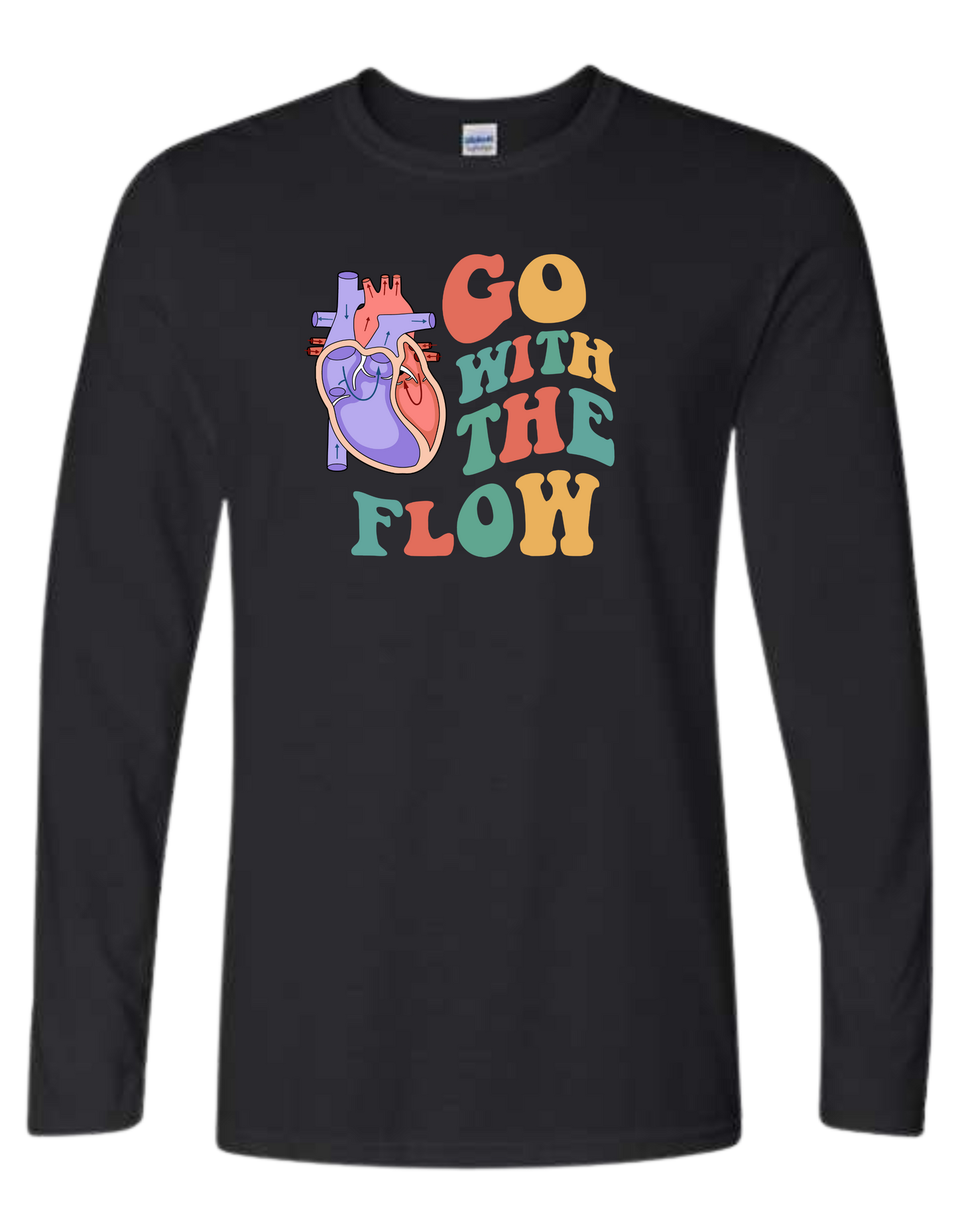 "Go with the Flow" groovy font unisex crew-neck tee