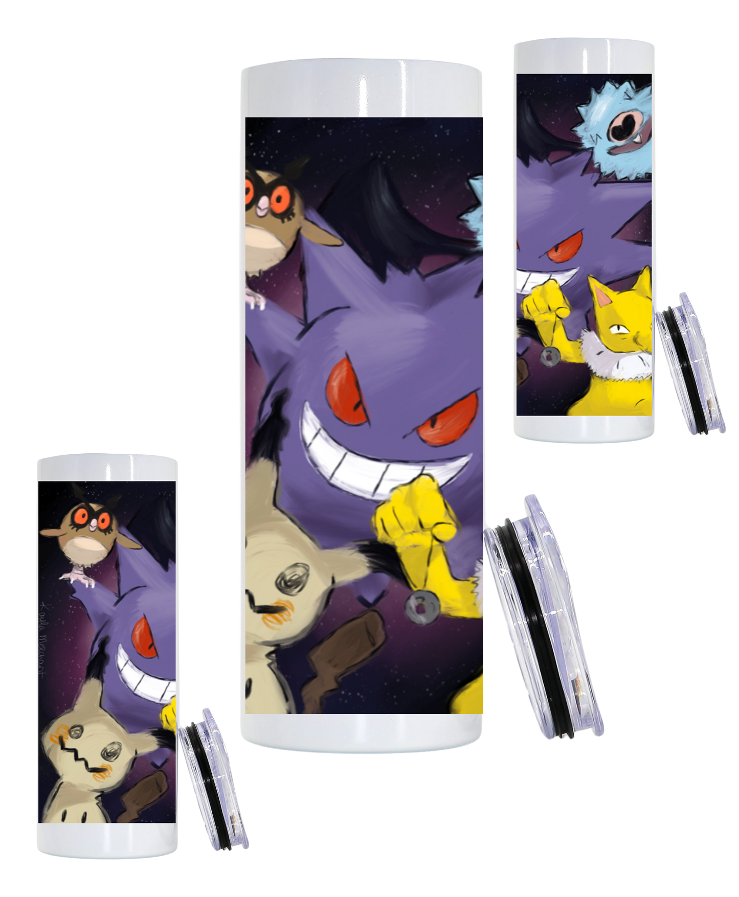 20 oz stainless steel tumbler with "Fostering Inspiration Art" prints