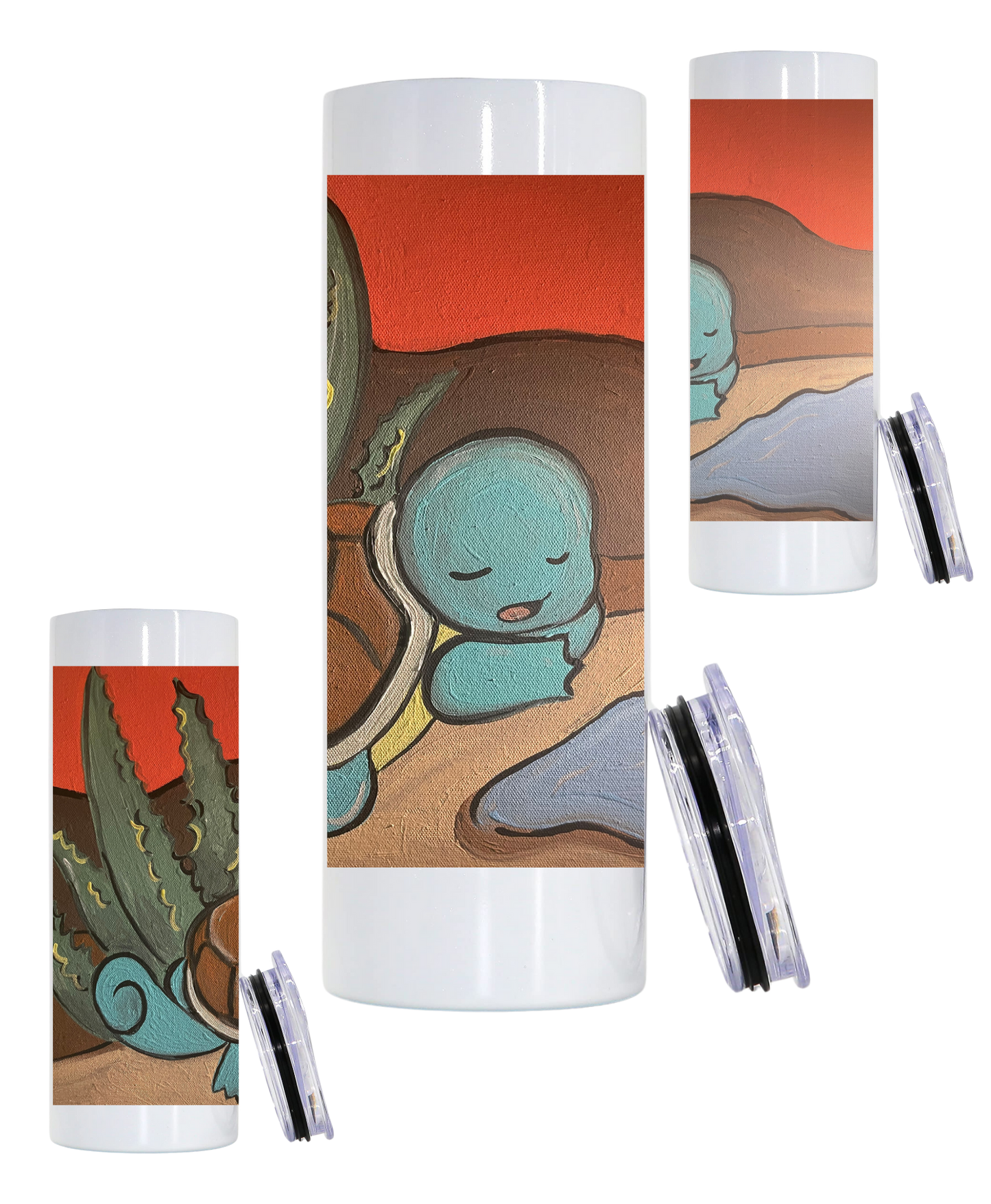 20 oz stainless steel tumbler with "Fostering Inspiration Art" prints