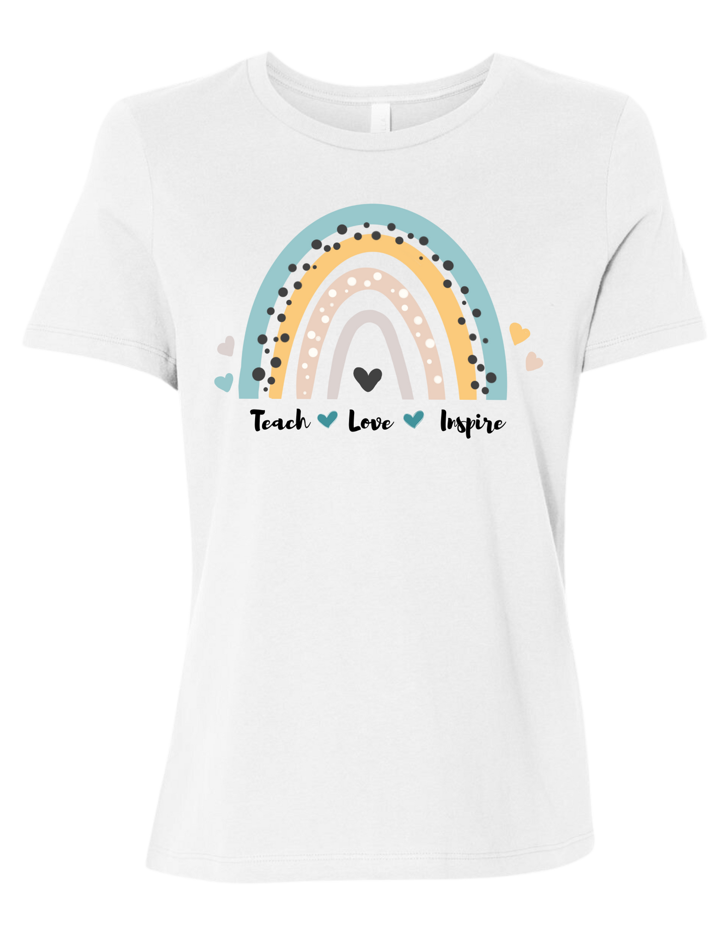 Full color rainbow teacher women's fit crew-neck tee
