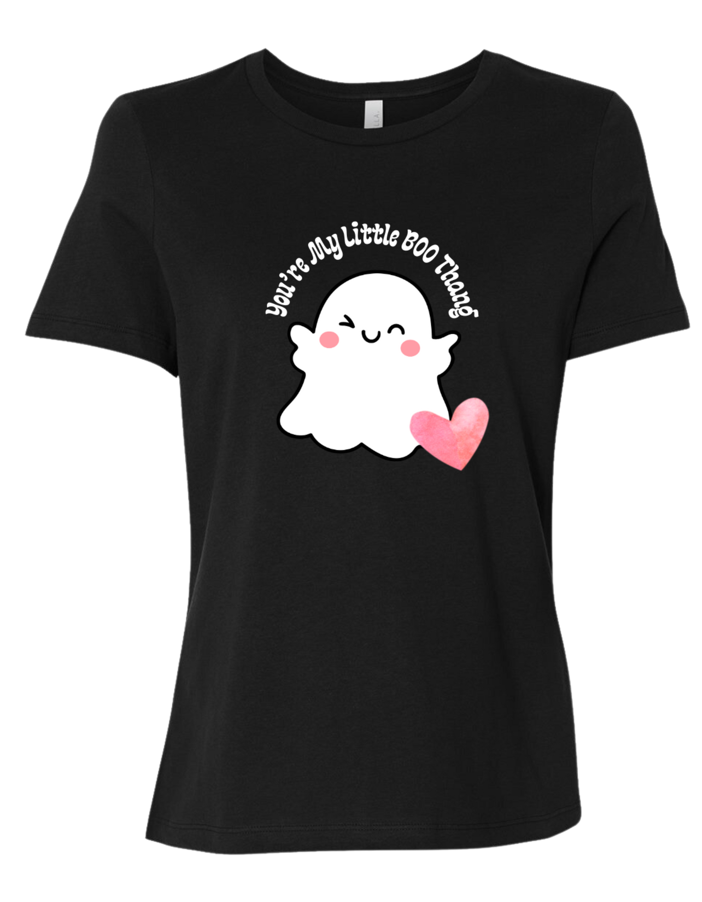 "You're My Little BOO thang" with small heart cute ghost graphic tee