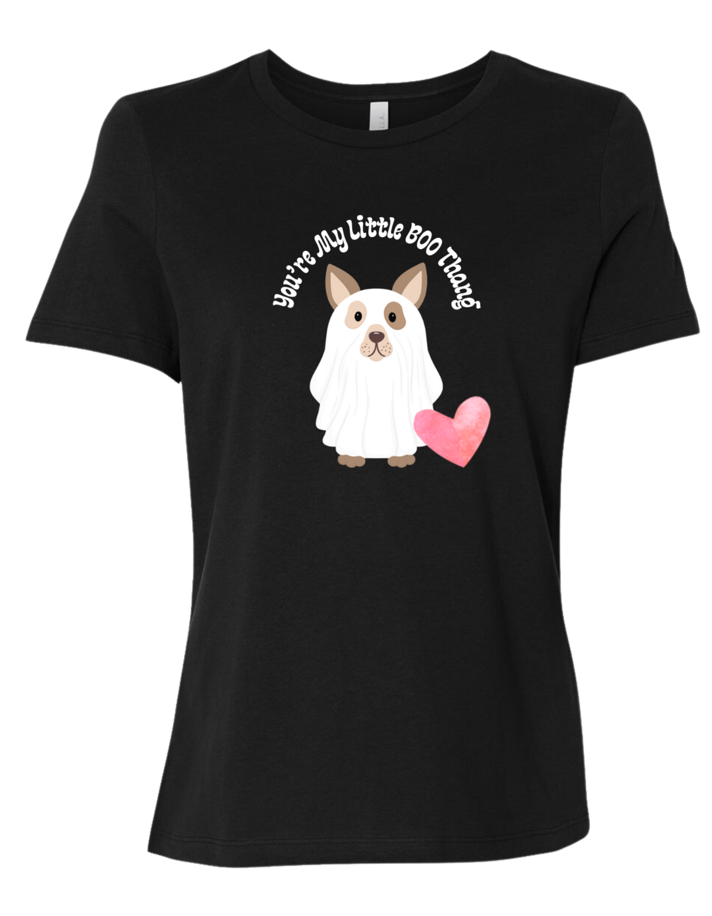 "You're My Little BOO thang" dog in ghost costume graphic tee