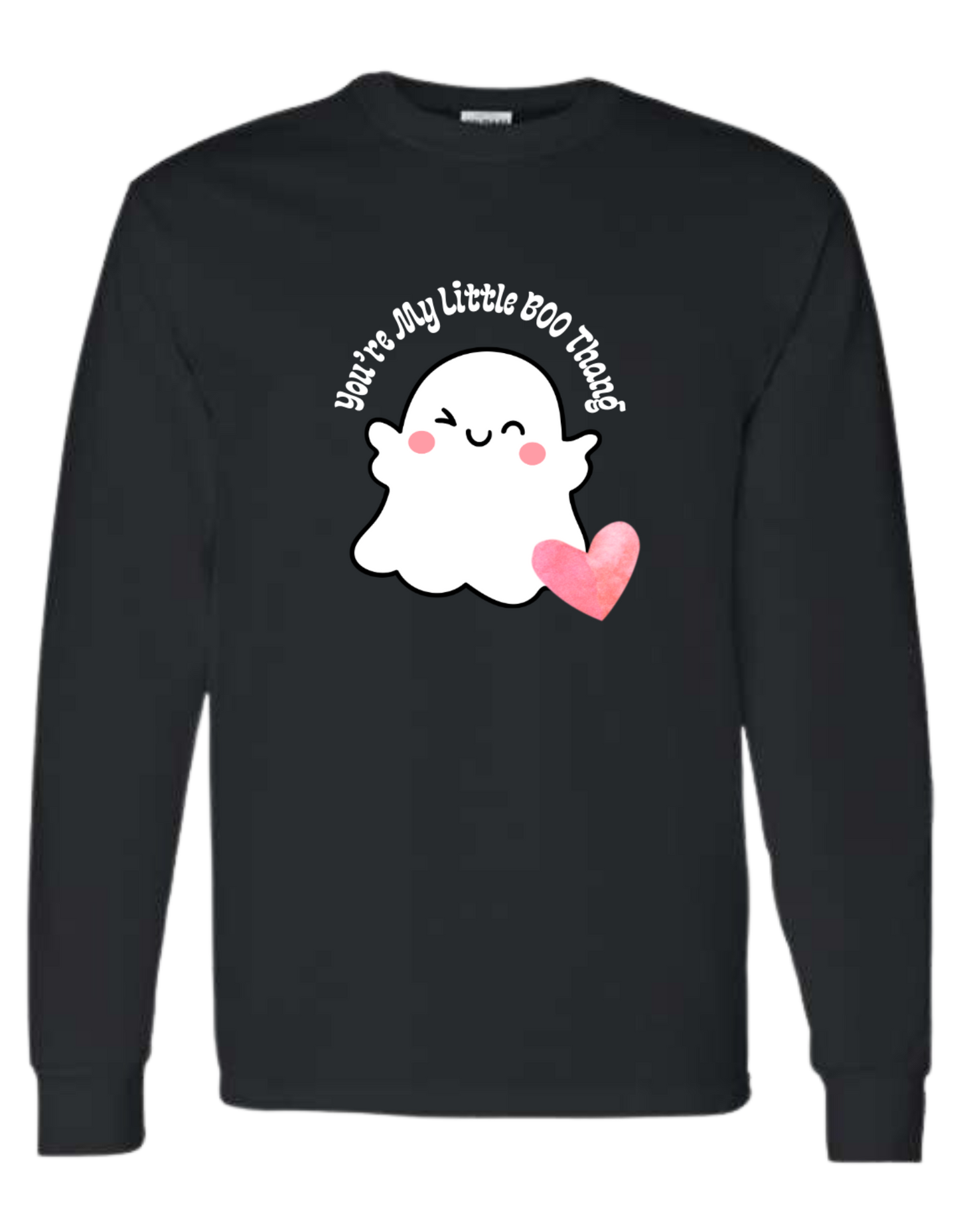 "You're My Little BOO thang" with small heart cute ghost graphic tee