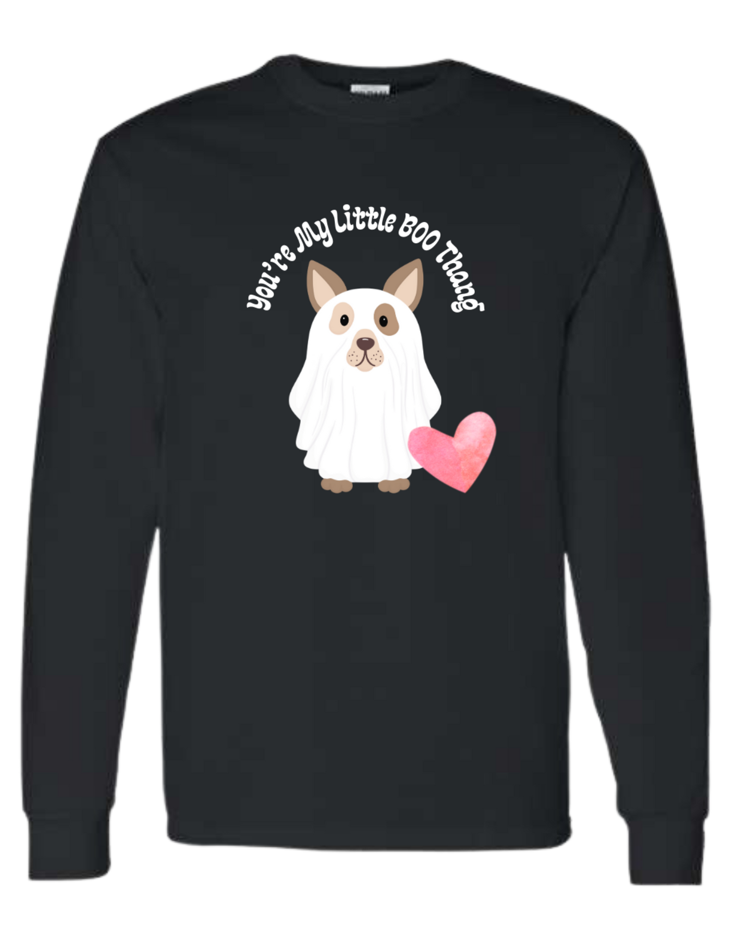 "You're My Little BOO thang" dog in ghost costume graphic tee
