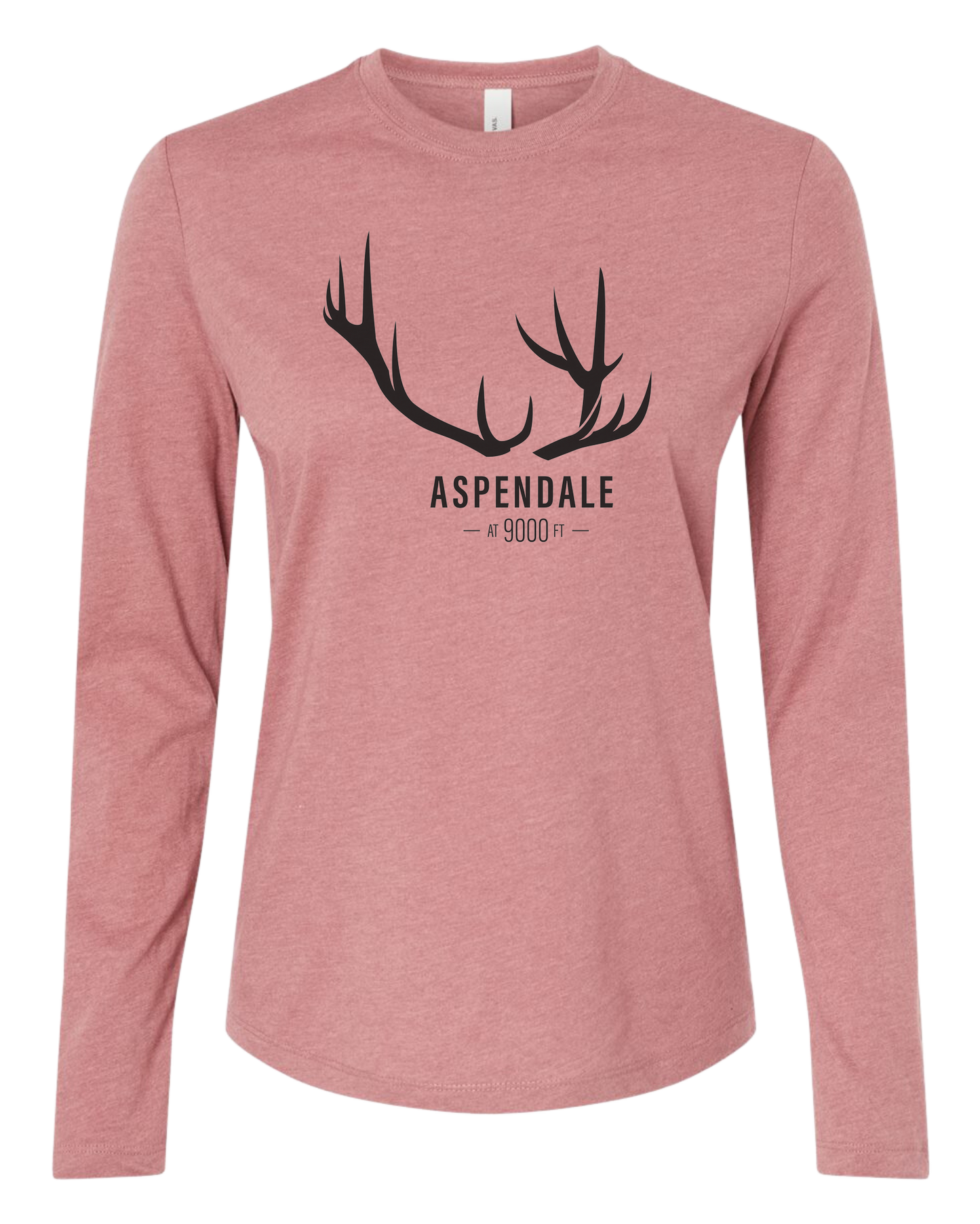Antlers for Aspendale Women's fit crewneck long sleeve fit Mauve Pink