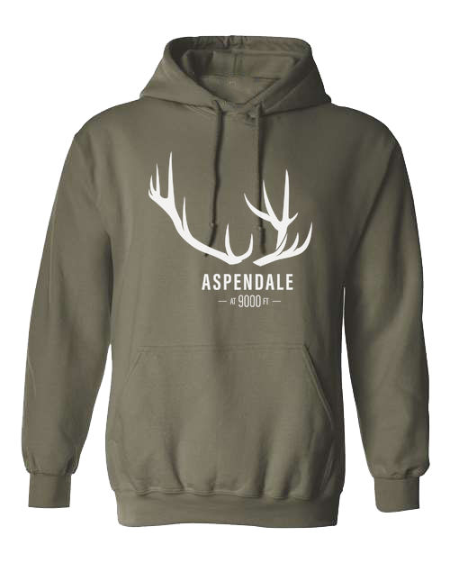 Antlers for Aspendale (white) Unisex Classic Hoodie Military Green