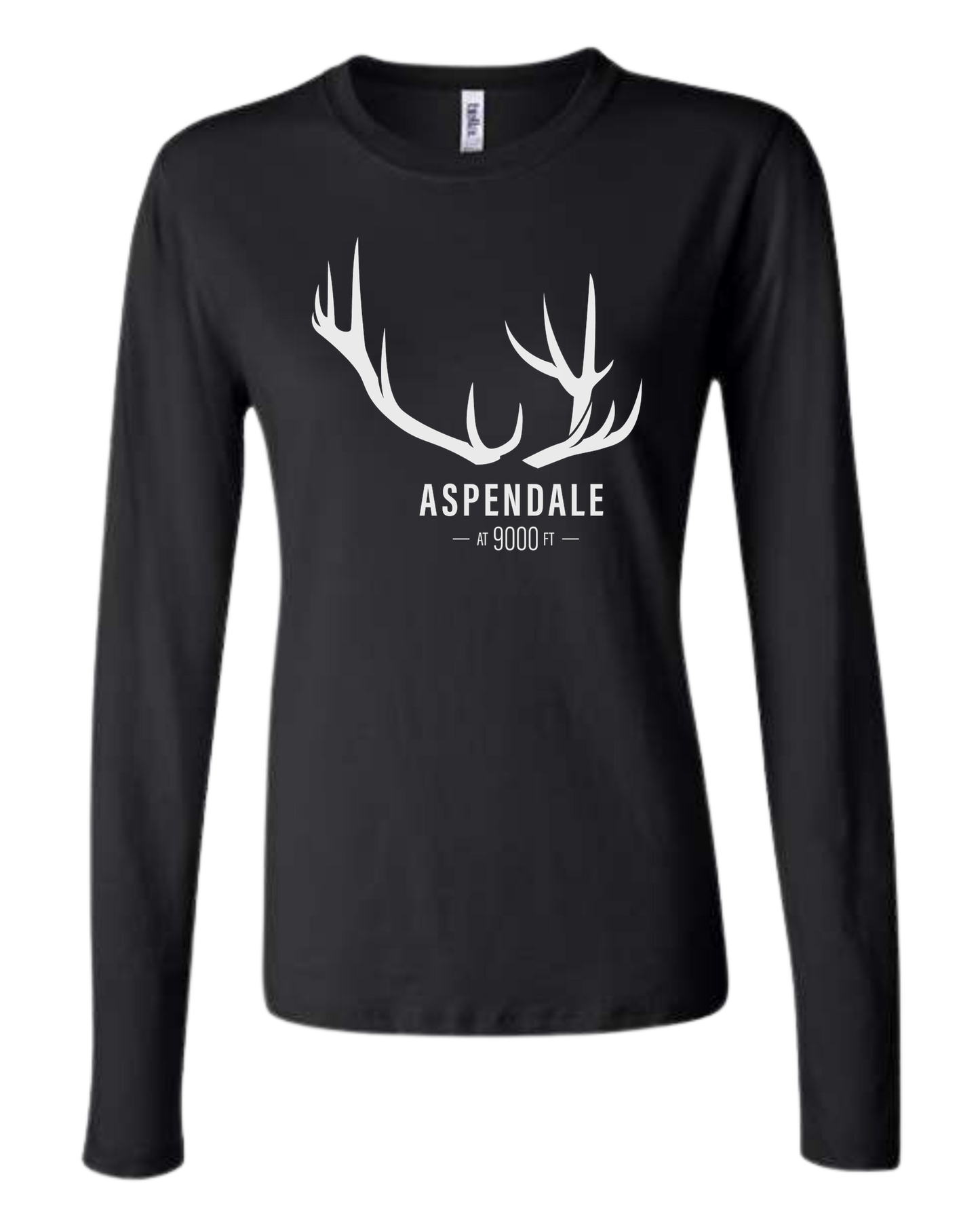 Antlers for Aspendale (white) Women's fit crewneck long sleeve fit Black