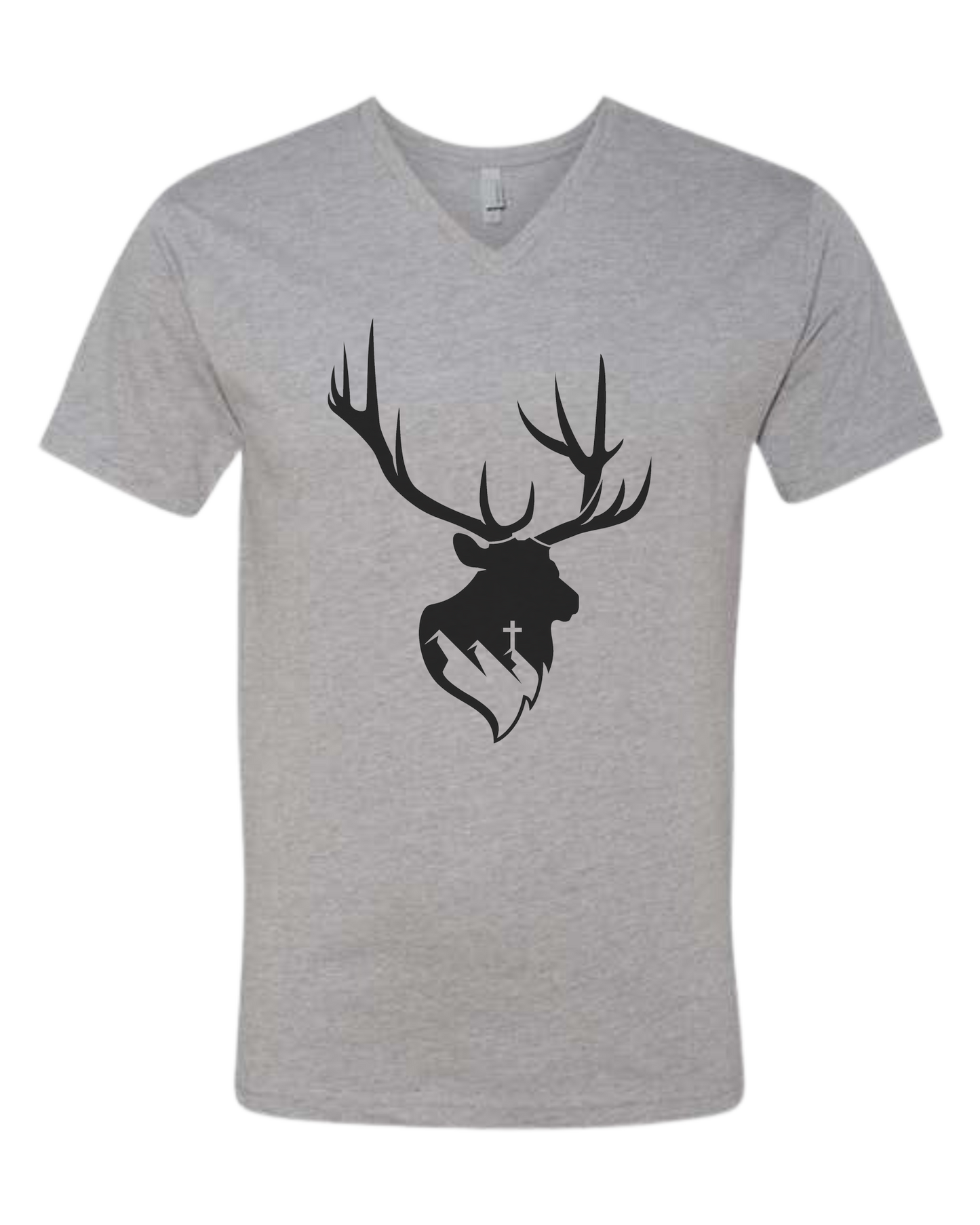 Aspendale Elk (black) Premium unisex v-neck tee Heather Grey