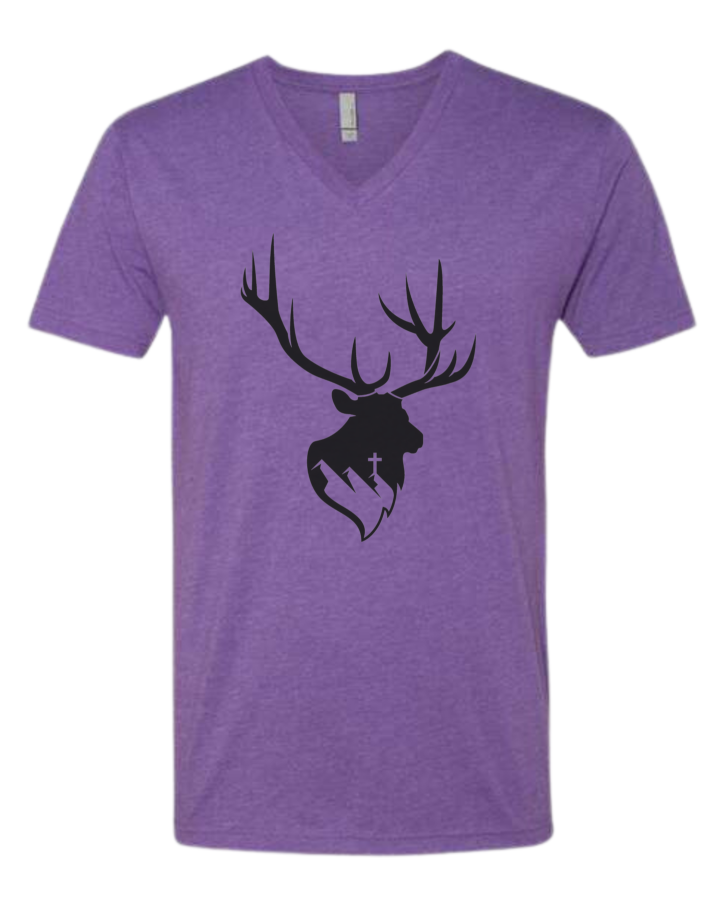 Aspendale Elk (black) Premium unisex v-neck tee Heather Purple