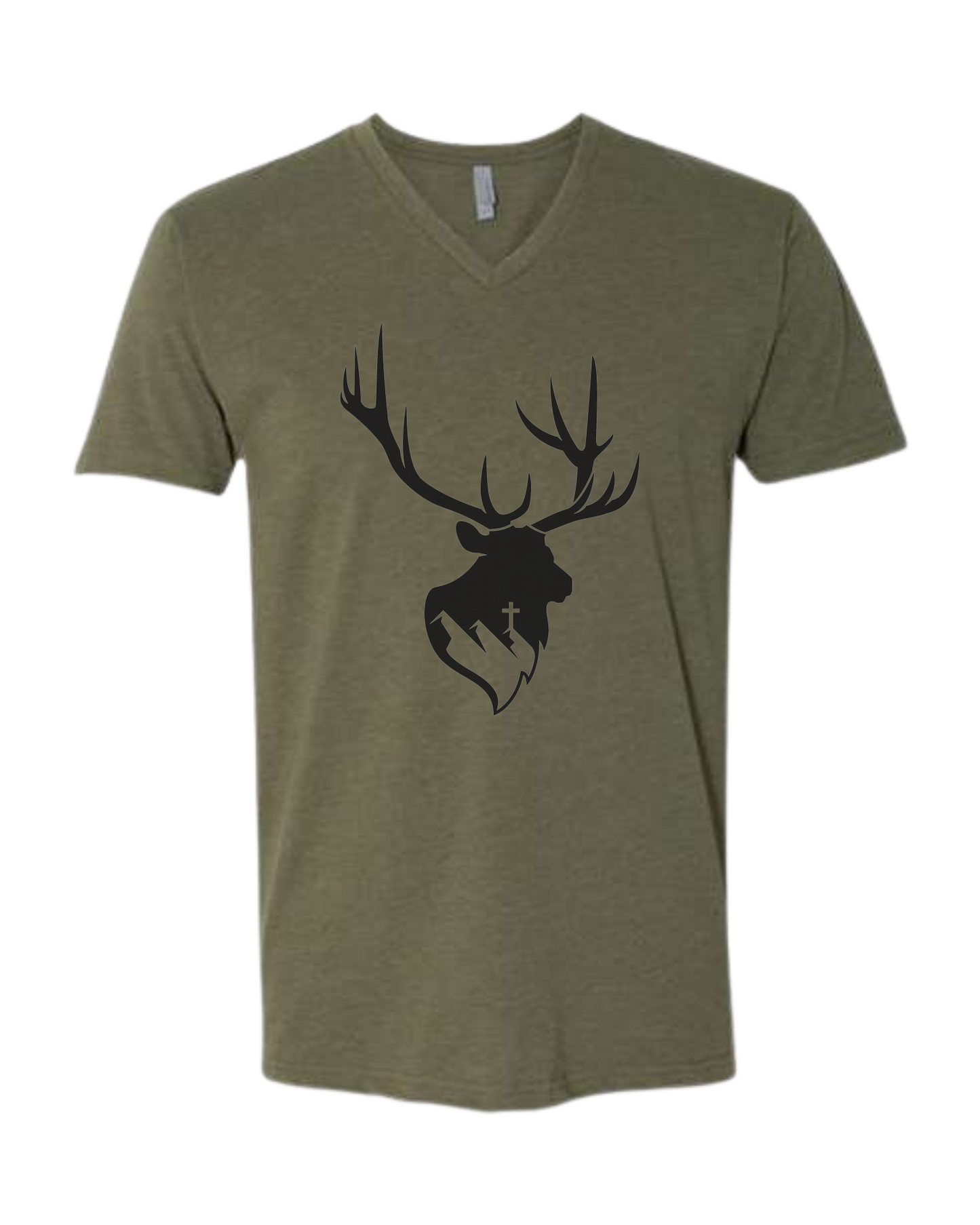 Aspendale Elk (black) Premium unisex v-neck tee Military Green