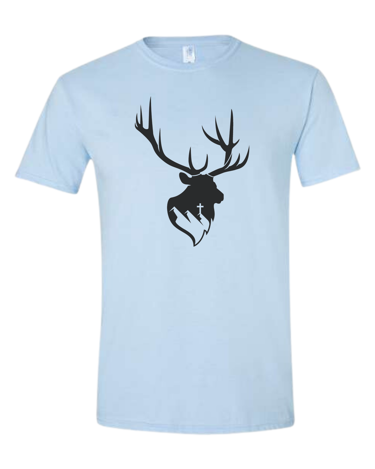 Aspendale Elk (black) Unisex crewneck graphic tee (light colors) Ice blue