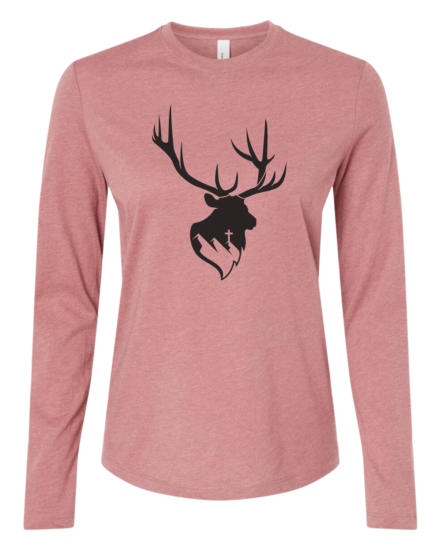 Aspendale Elk (black) Women's fit crewneck long sleeve fit Mauve Pink