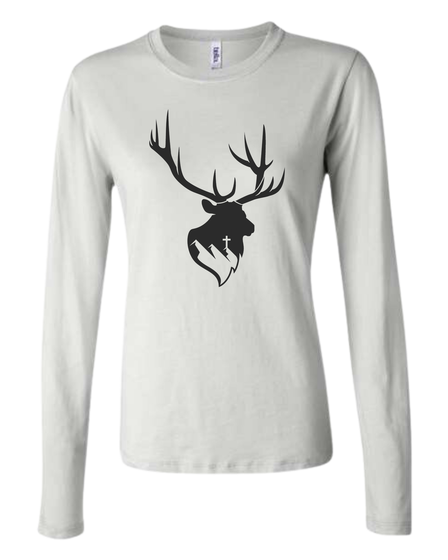 Aspendale Elk (black) Women's fit crewneck long sleeve fit White