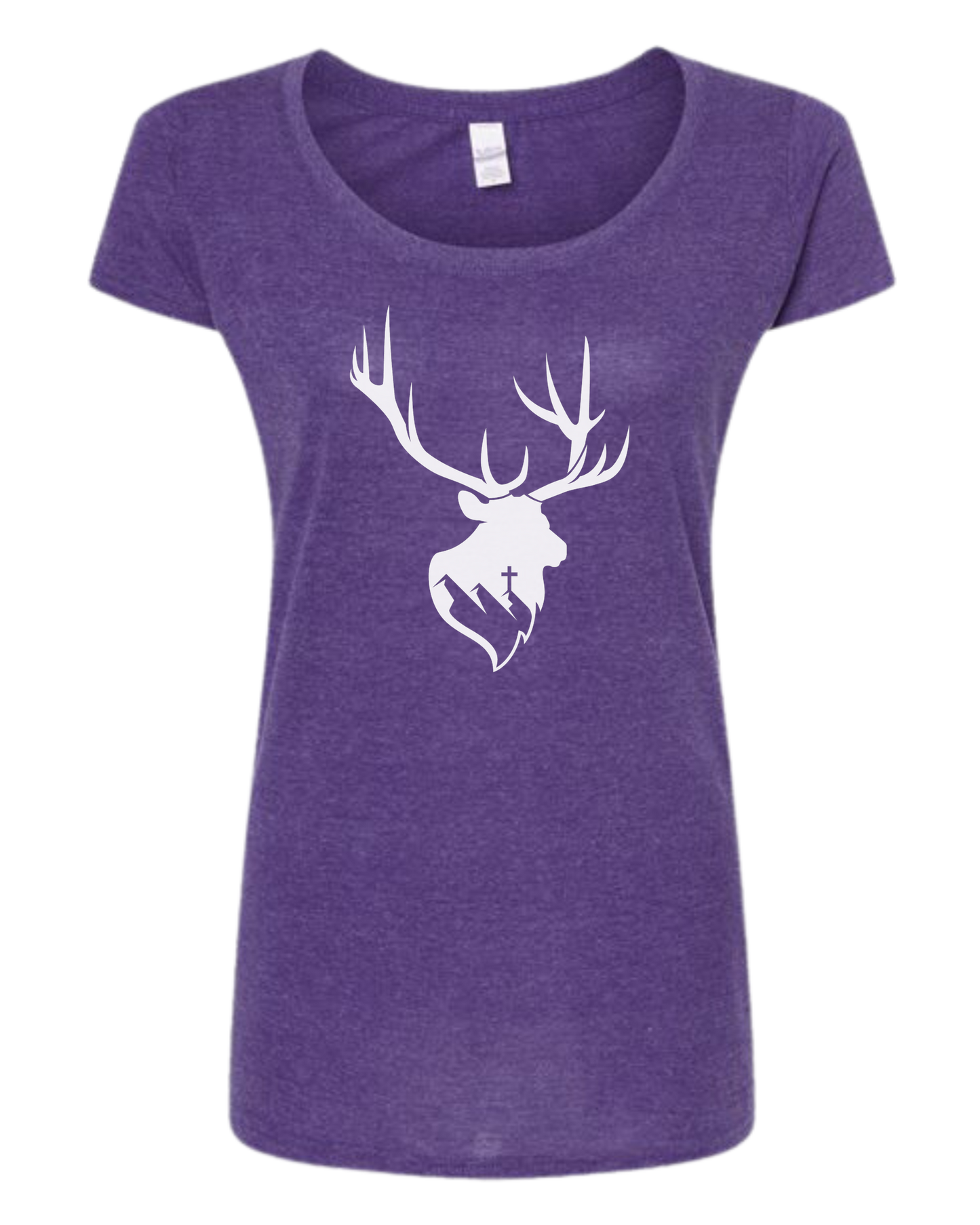 Aspendale Elk (white) Women's fit scoop neck tee Heather Purple