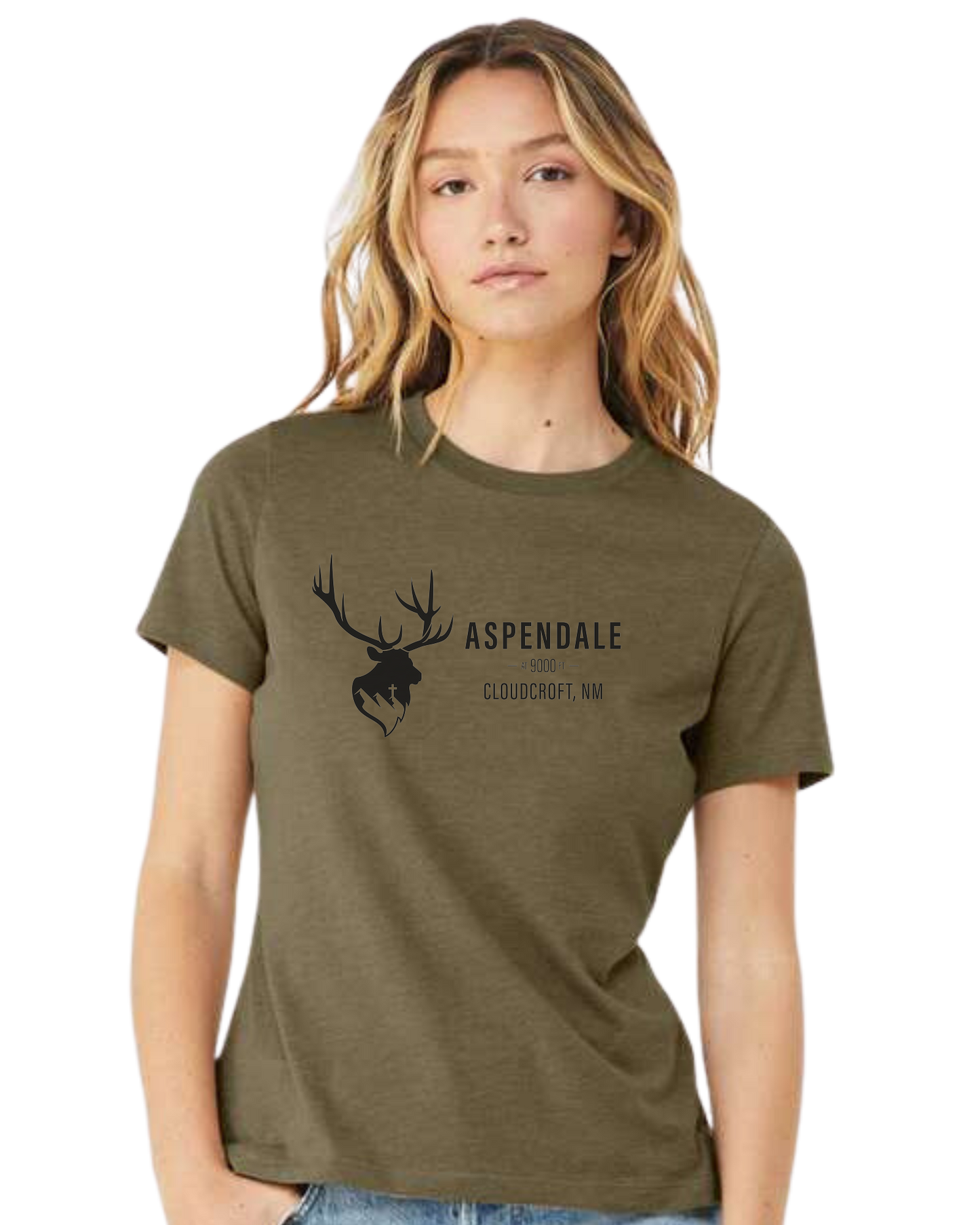Aspendale Mountain Retreat Women's fit premium crewneck tee Olive
