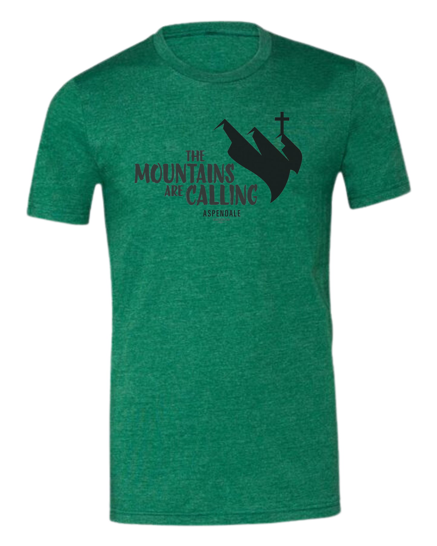 Aspendale "Mountains are Calling" graphic (black) Premium unisex crewneck tee Grass Green