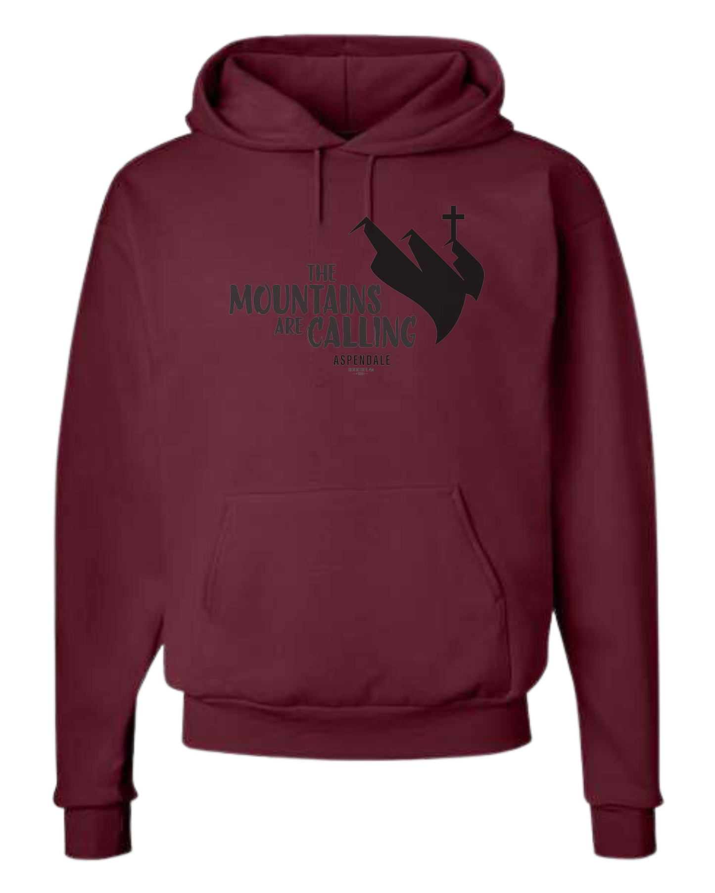Aspendale "Mountains are Calling" graphic (black) Unisex Classic Hoodie Maroon