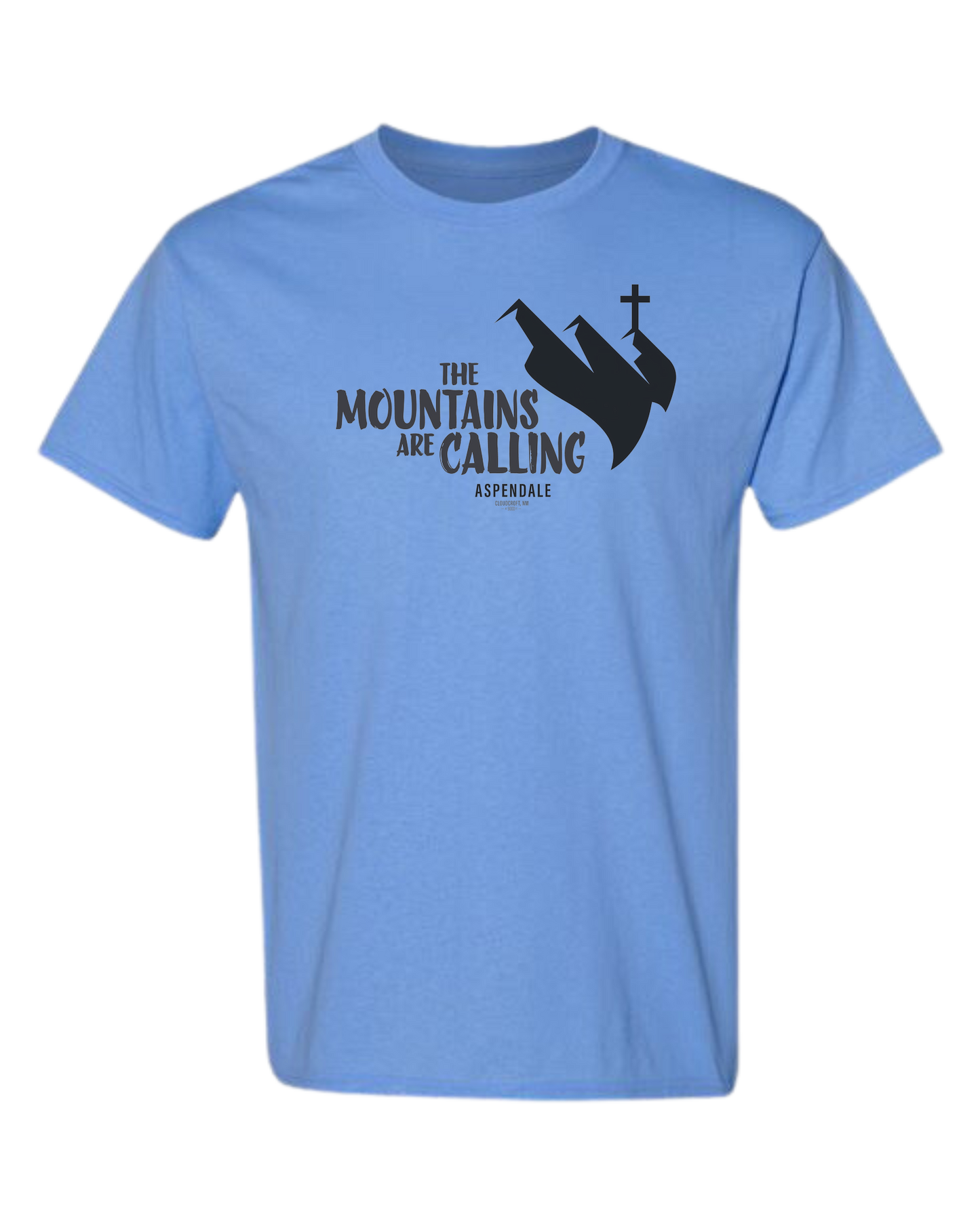 Aspendale "Mountains are Calling" graphic (black) Unisex crewneck graphic tee (light colors) Caroline Blue