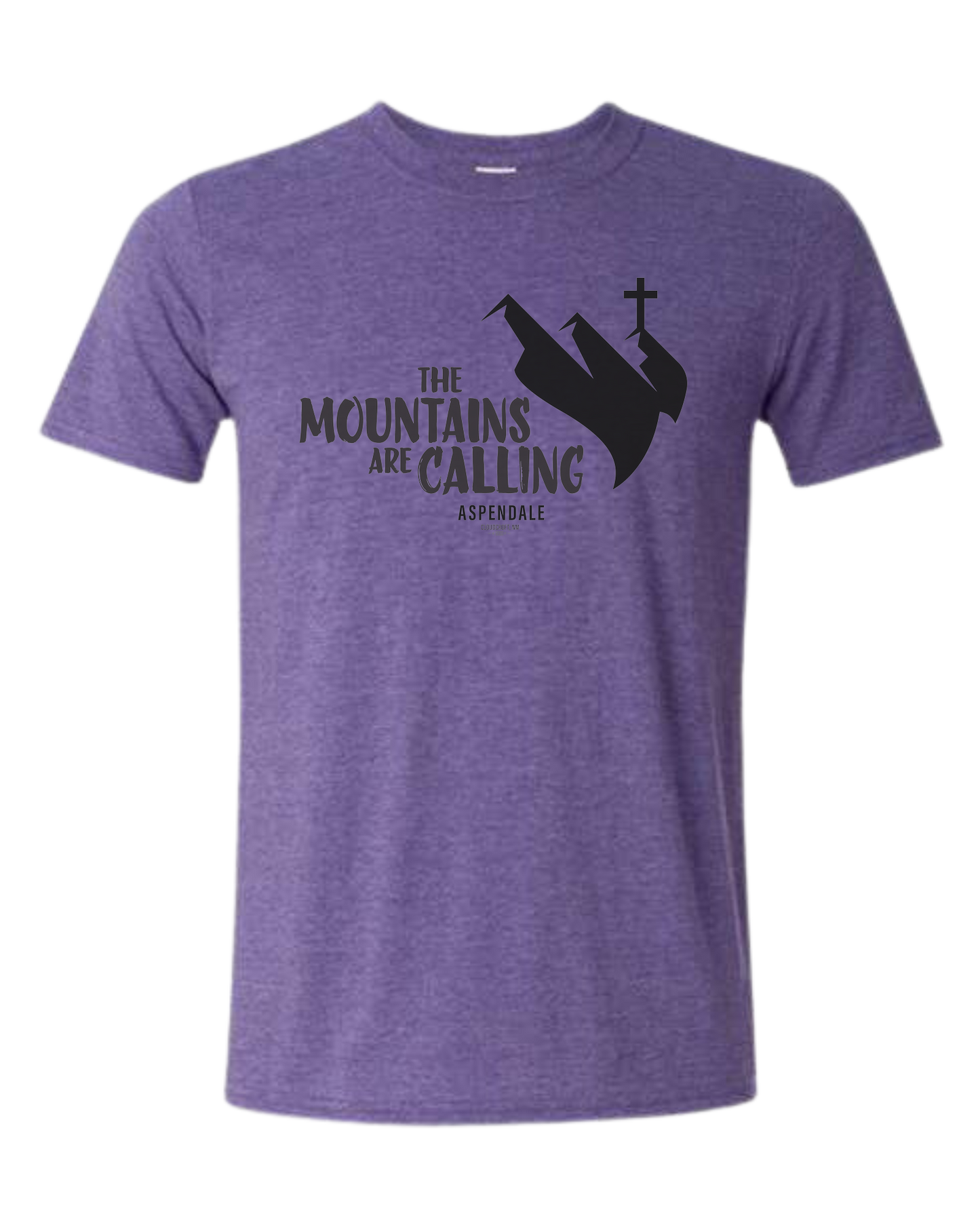 Aspendale "Mountains are Calling" graphic (black) Unisex crewneck graphic tee (light colors) Heather Purple
