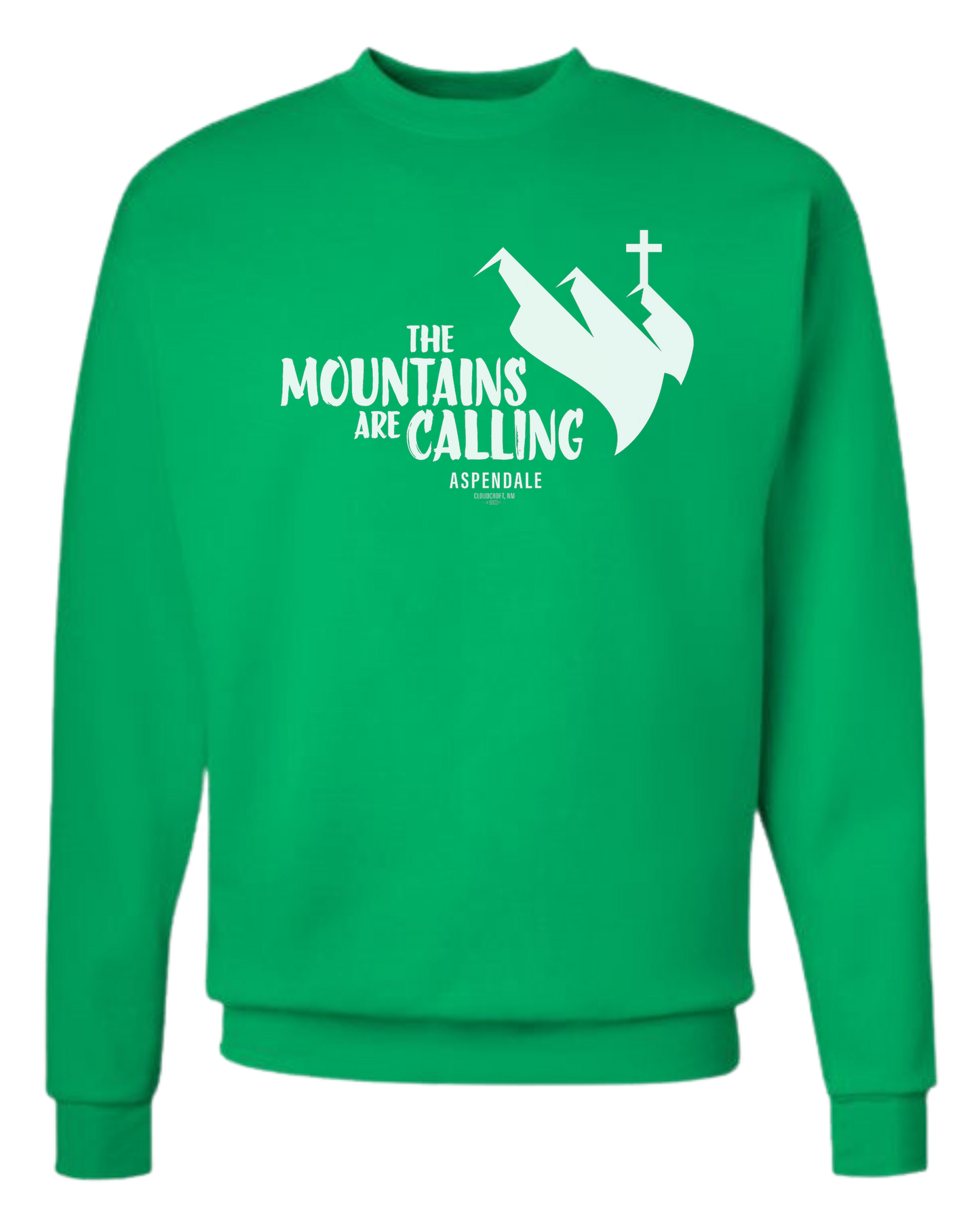 Aspendale "Mountains are Calling" graphic (white) Classic unisex crewneck sweatshirt Green