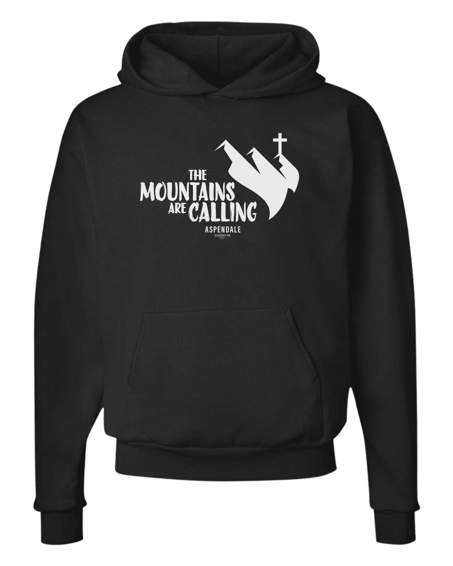 Aspendale "Mountains are Calling" graphic (white) Unisex Classic Hoodie Black