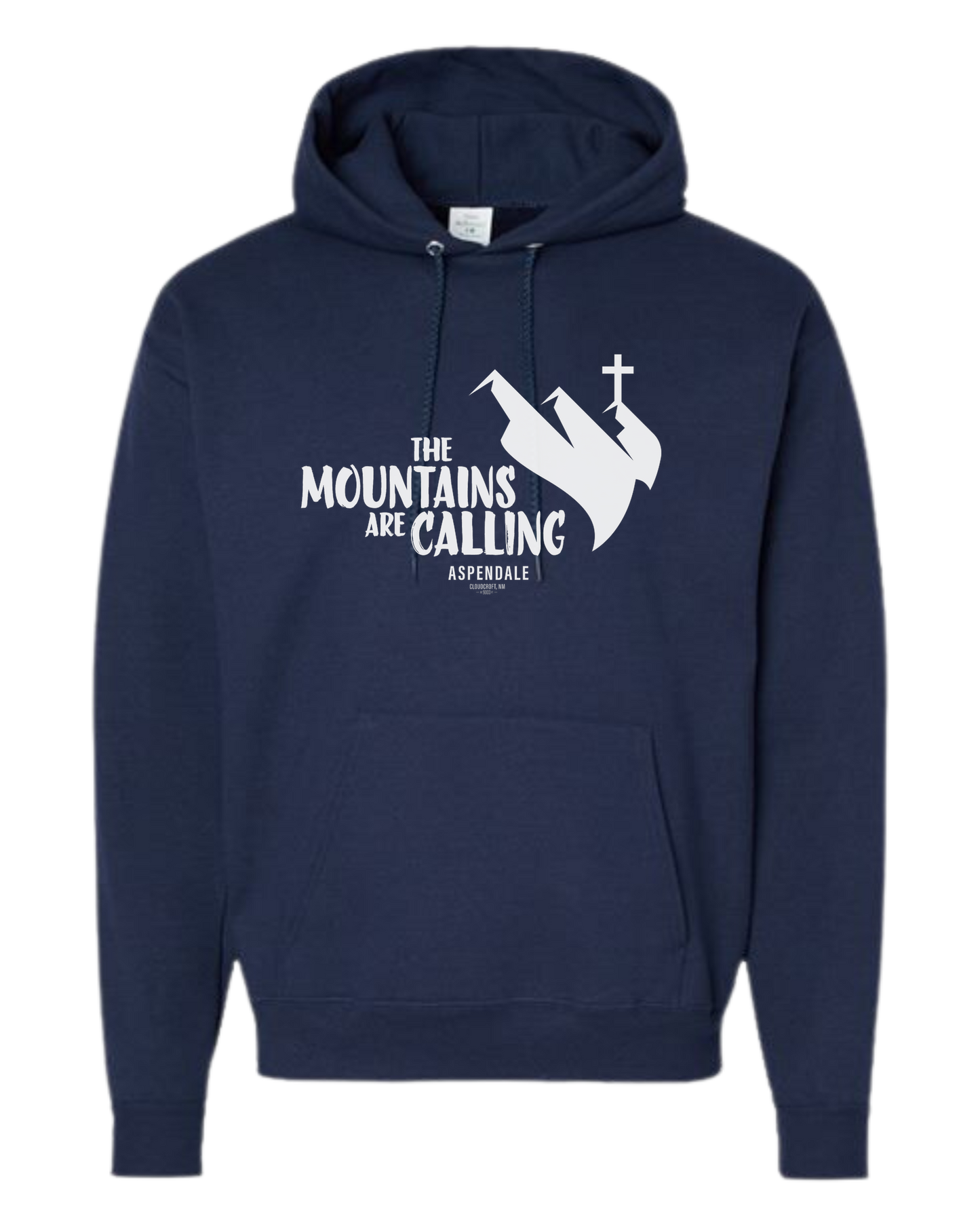 Aspendale "Mountains are Calling" graphic (white) Unisex Classic Hoodie Navy