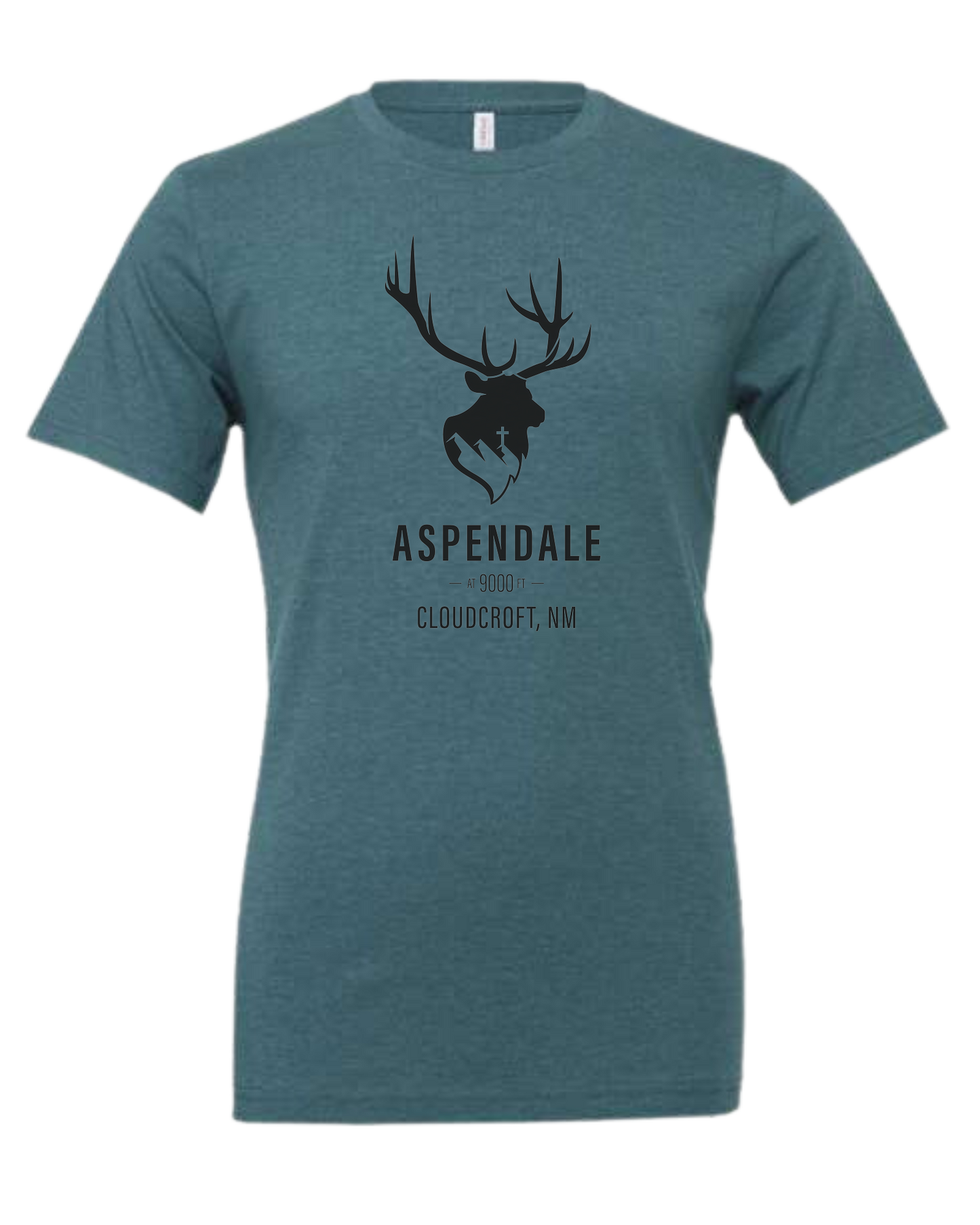 Aspendale at 9000ft (black) Premium unisex crewneck tee Heather Teal