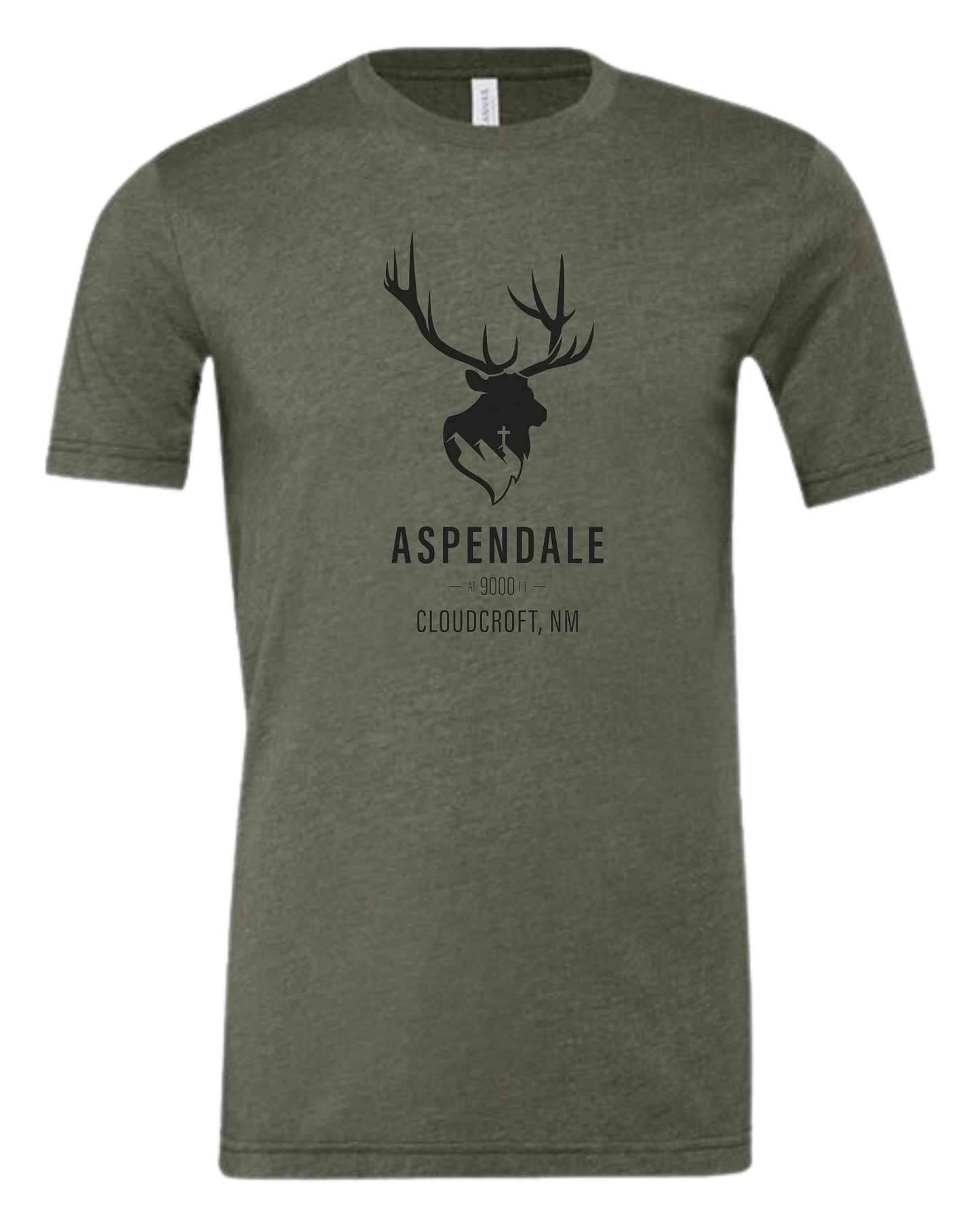 Aspendale at 9000ft (black) Premium unisex crewneck tee Military Green