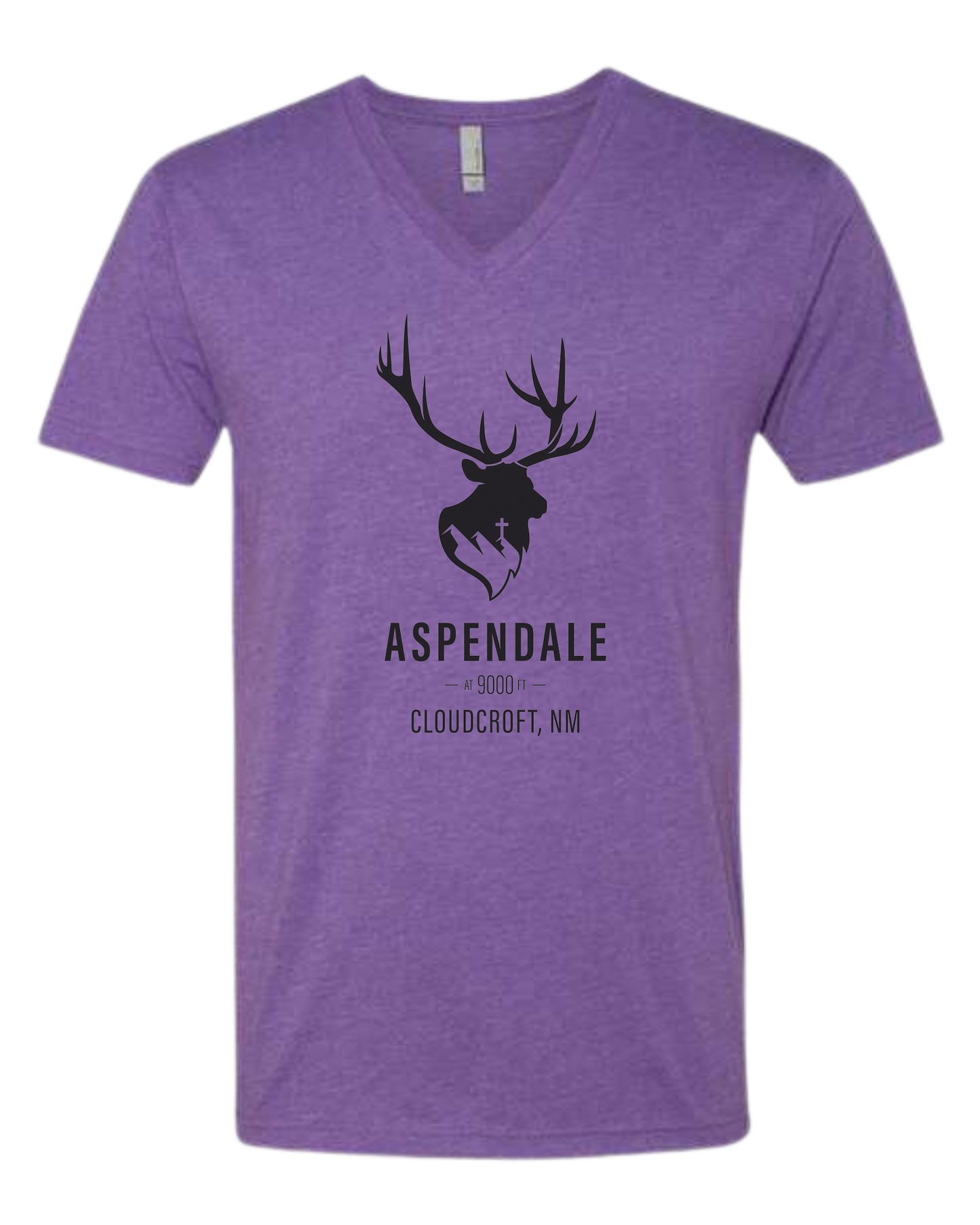 Aspendale at 9000ft (black) Premium unisex v-neck tee Heather Purple