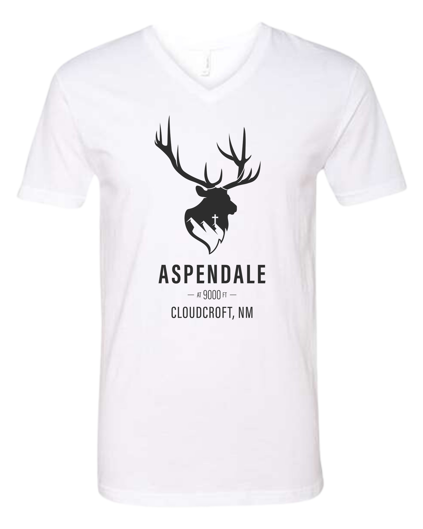 Aspendale at 9000ft (black) Premium unisex v-neck tee White