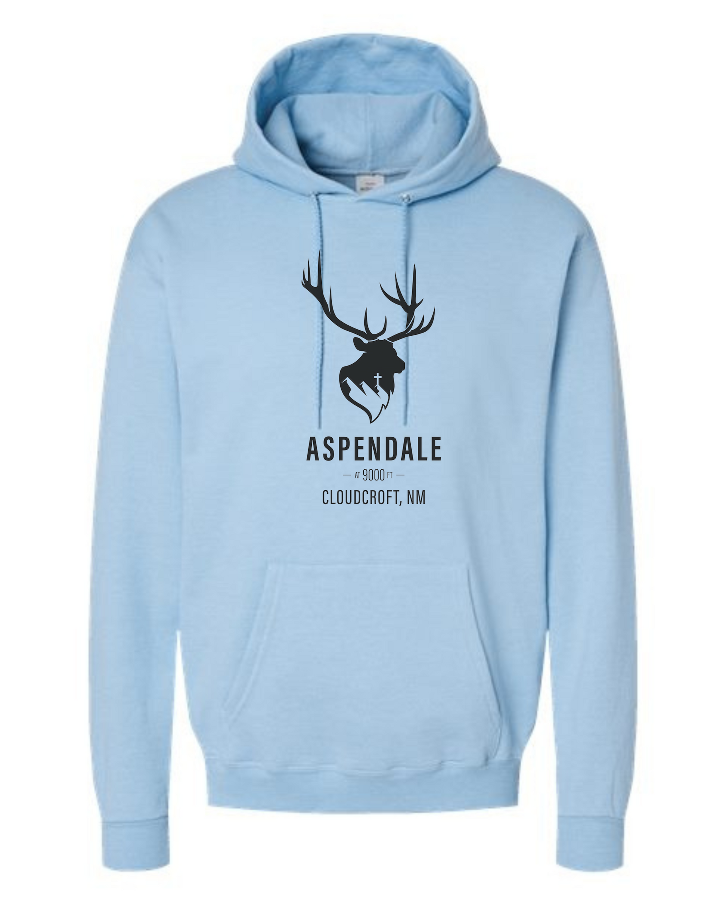 Aspendale at 9000ft (black) Unisex Classic Hoodie Ice Blue