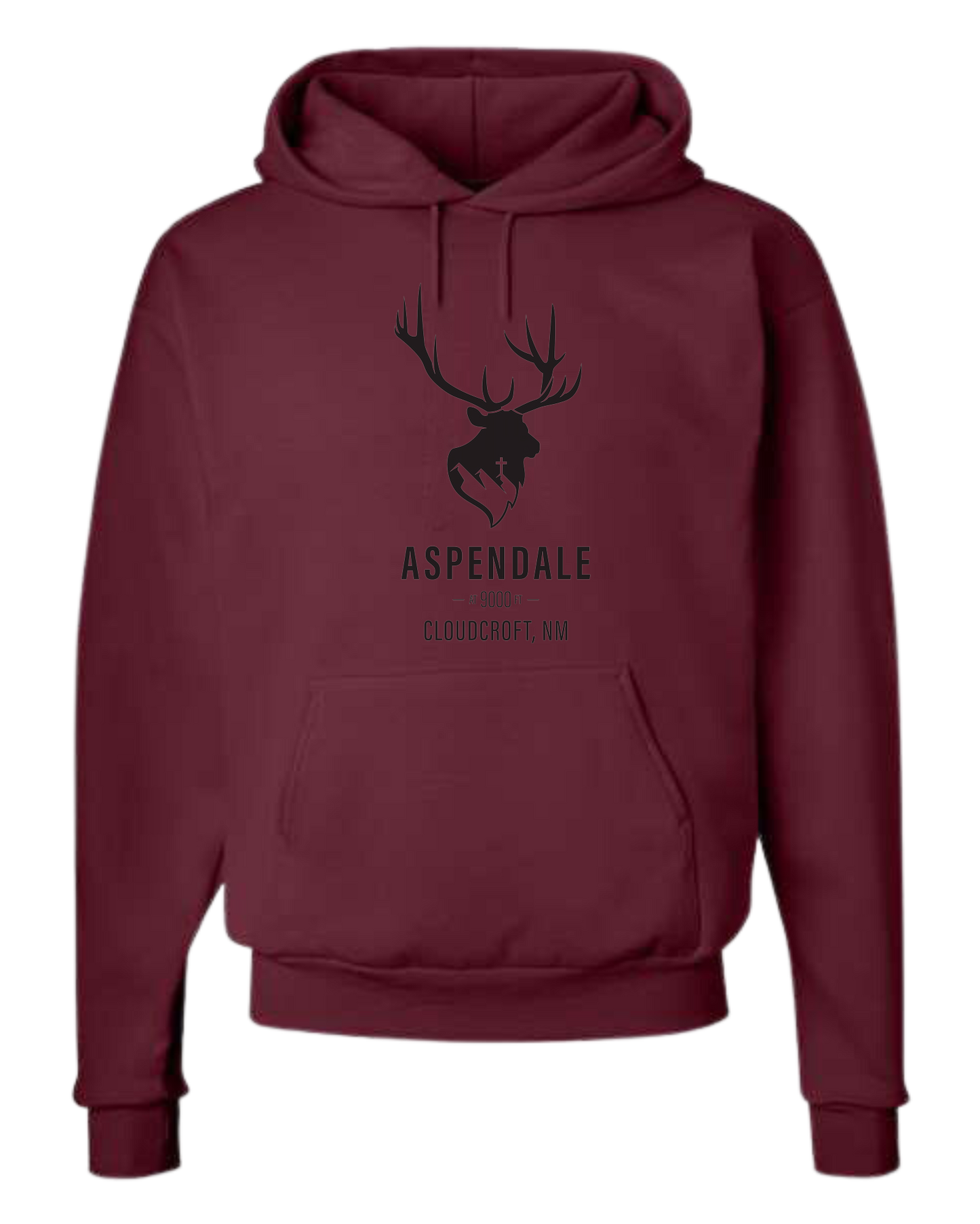 Aspendale at 9000ft (black) Unisex Classic Hoodie Maroon