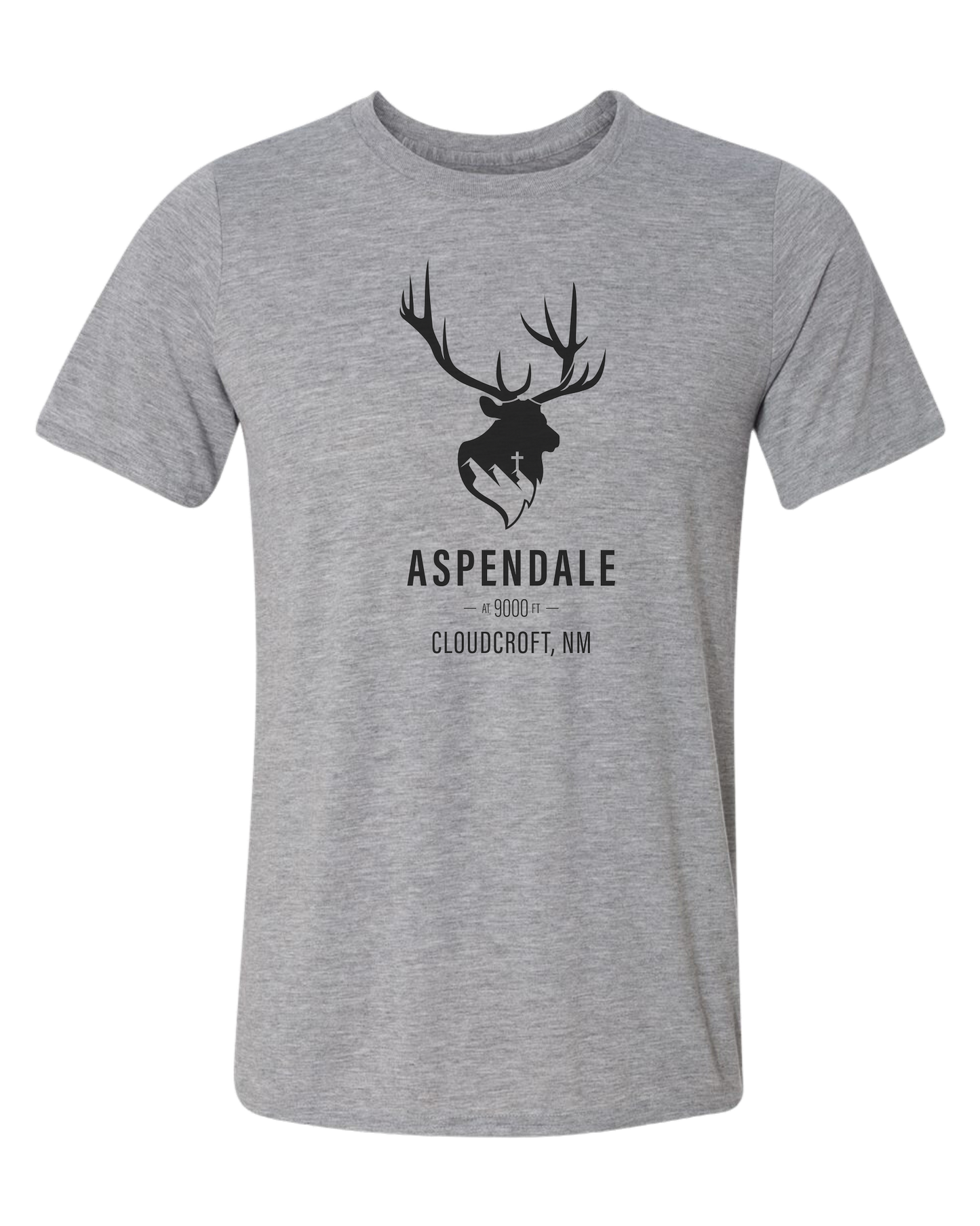 Aspendale at 9000ft (black) Unisex crewneck graphic tee (light colors) Heather Grey