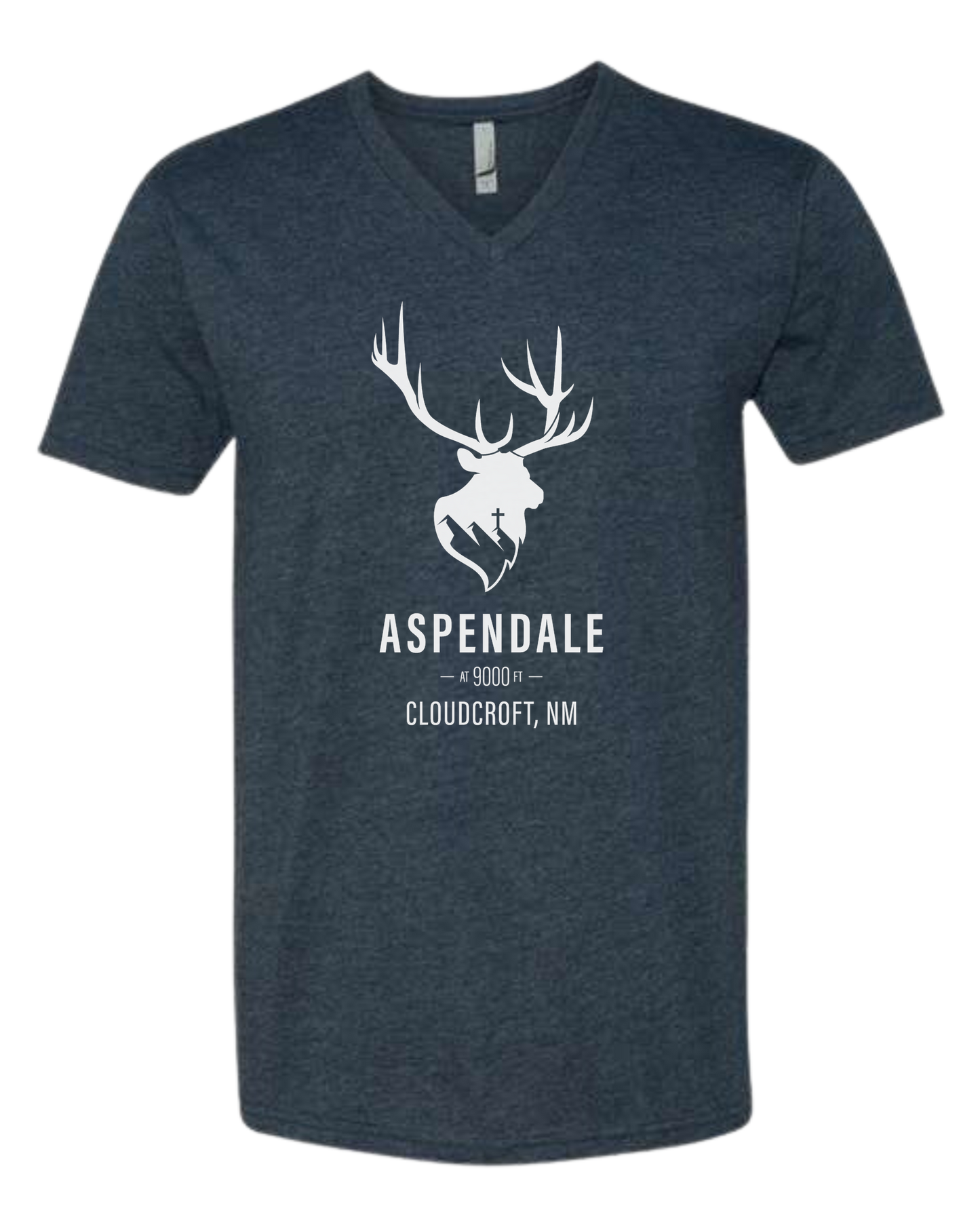 Aspendale at 9000ft (white) Premium unisex v-neck tee Heather Navy