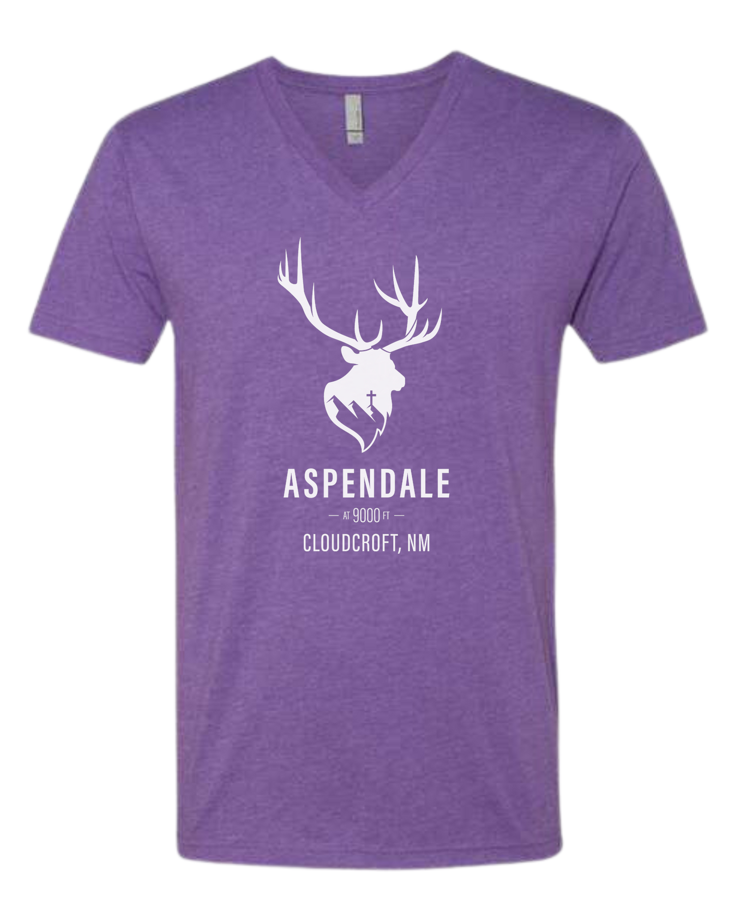 Aspendale at 9000ft (white) Premium unisex v-neck tee Heather Purple