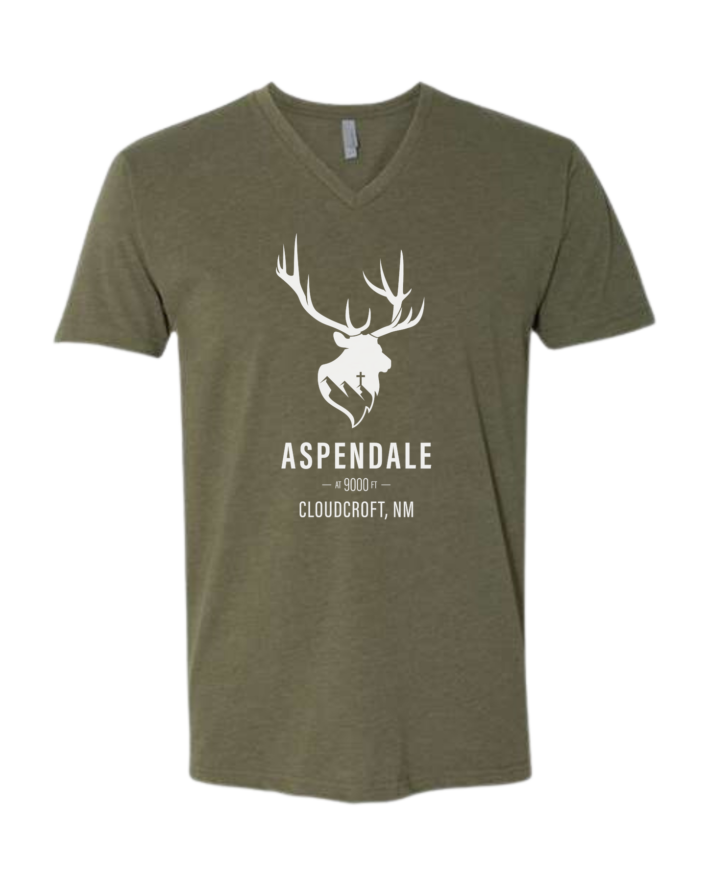 Aspendale at 9000ft (white) Premium unisex v-neck tee Military Green