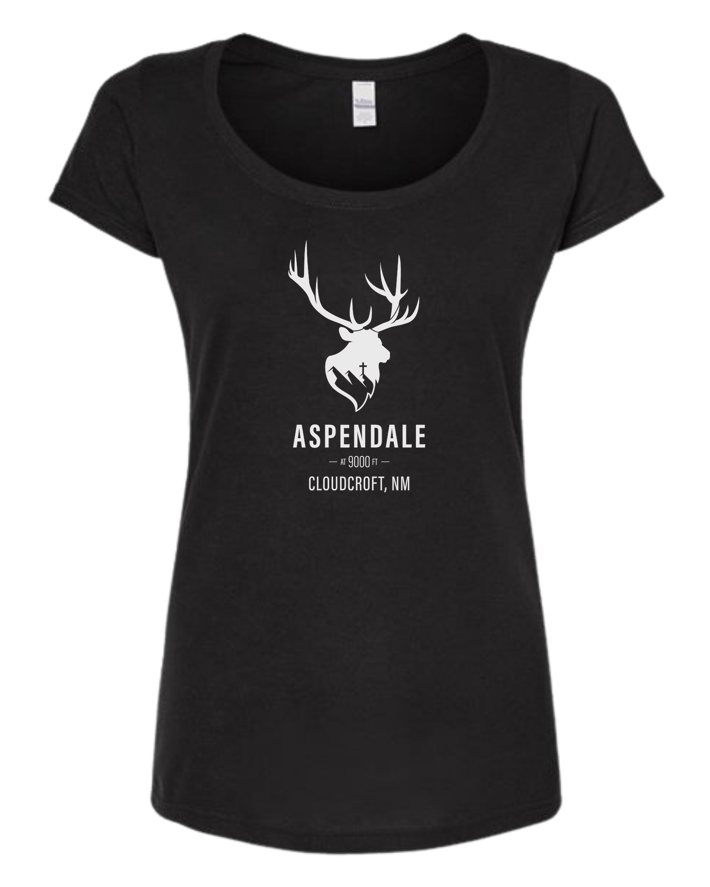 Aspendale at 9000ft (white) Women's fit scoop neck tee Black