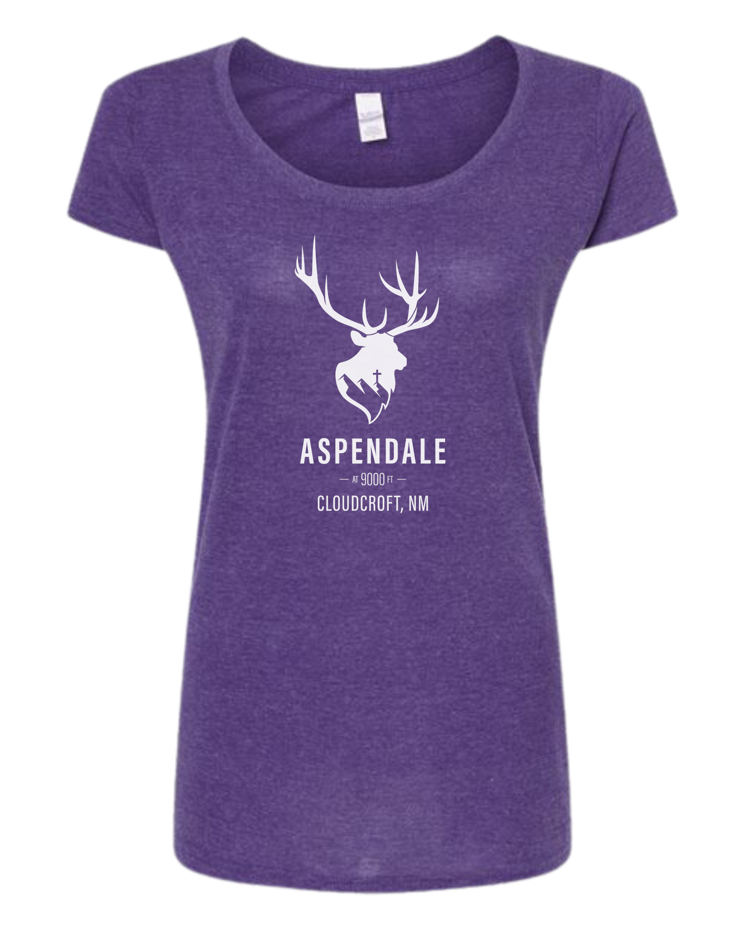 Aspendale at 9000ft (white) Women's fit scoop neck tee Heather Purple