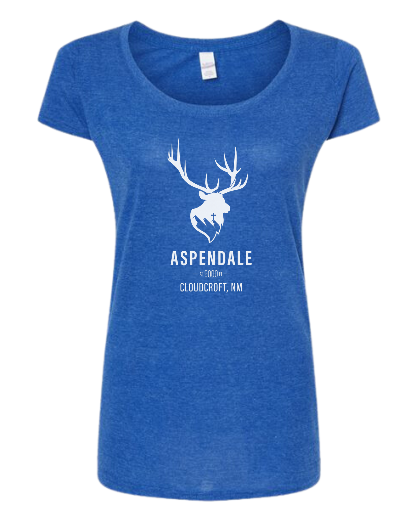 Aspendale at 9000ft (white) Women's fit scoop neck tee Royal Blue