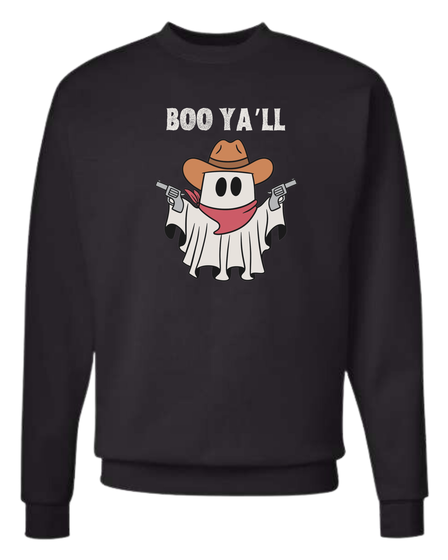 "Boo Ya'll" Cowboy ghost tee Classic unisex crewneck sweatshirt Black