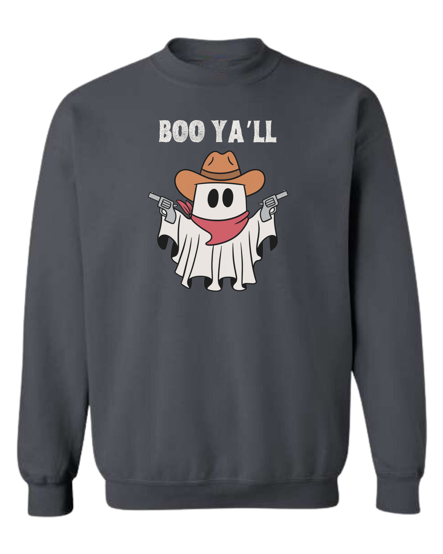 "Boo Ya'll" Cowboy ghost tee Classic unisex crewneck sweatshirt Dark Grey