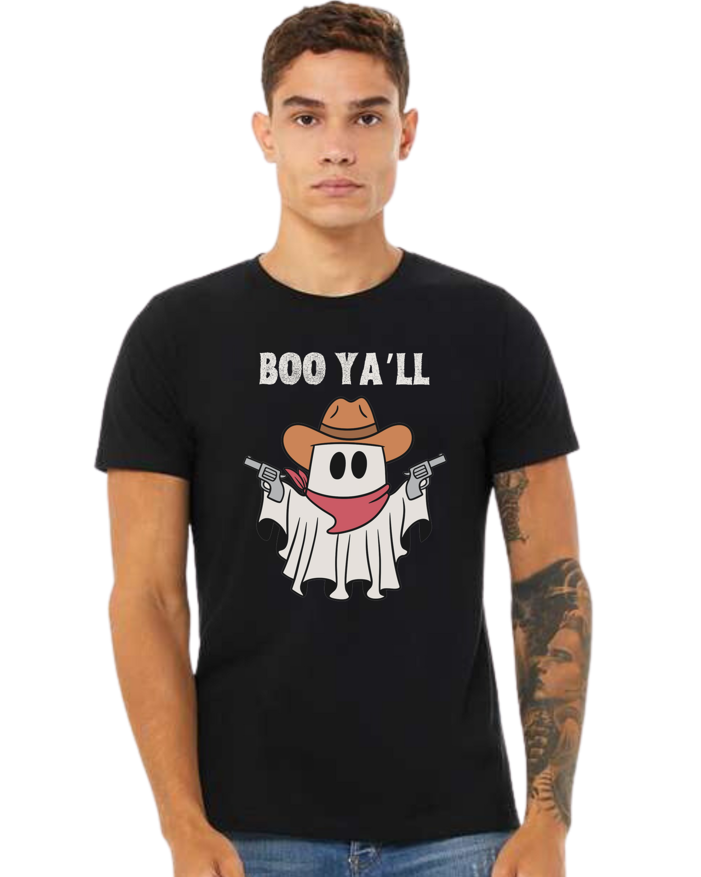 "Boo Ya'll" Cowboy ghost tee Premium unisex crewneck tee Black