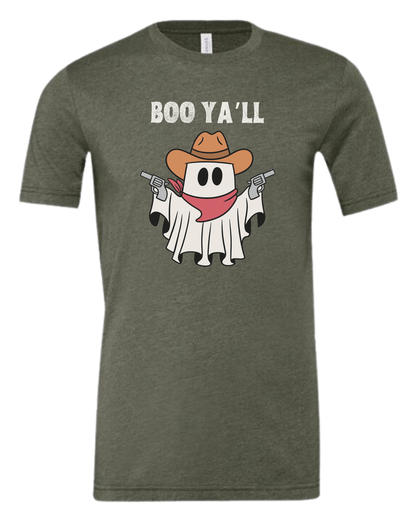 "Boo Ya'll" Cowboy ghost tee Premium unisex crewneck tee Military Green
