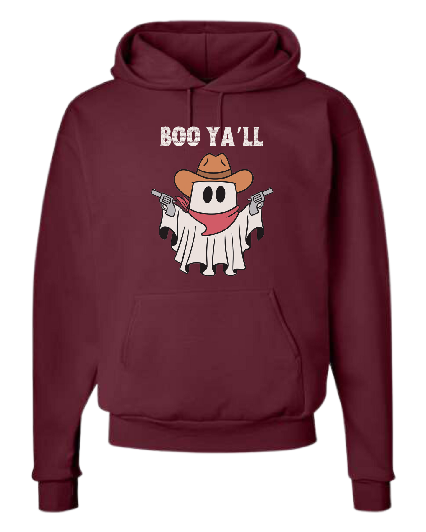 "Boo Ya'll" Cowboy ghost tee Unisex Classic Hoodie Maroon
