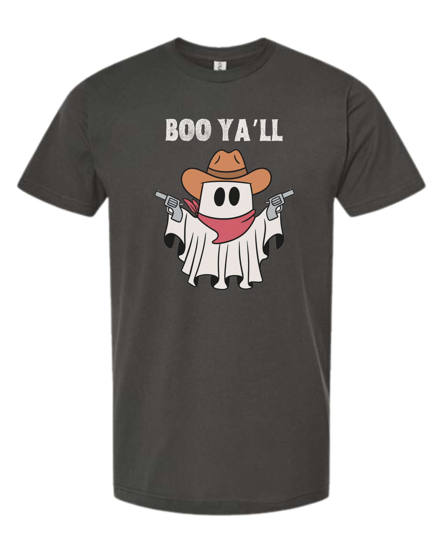 "Boo Ya'll" Cowboy ghost tee Unisex crew-neck graphic tee Charcoal Grey