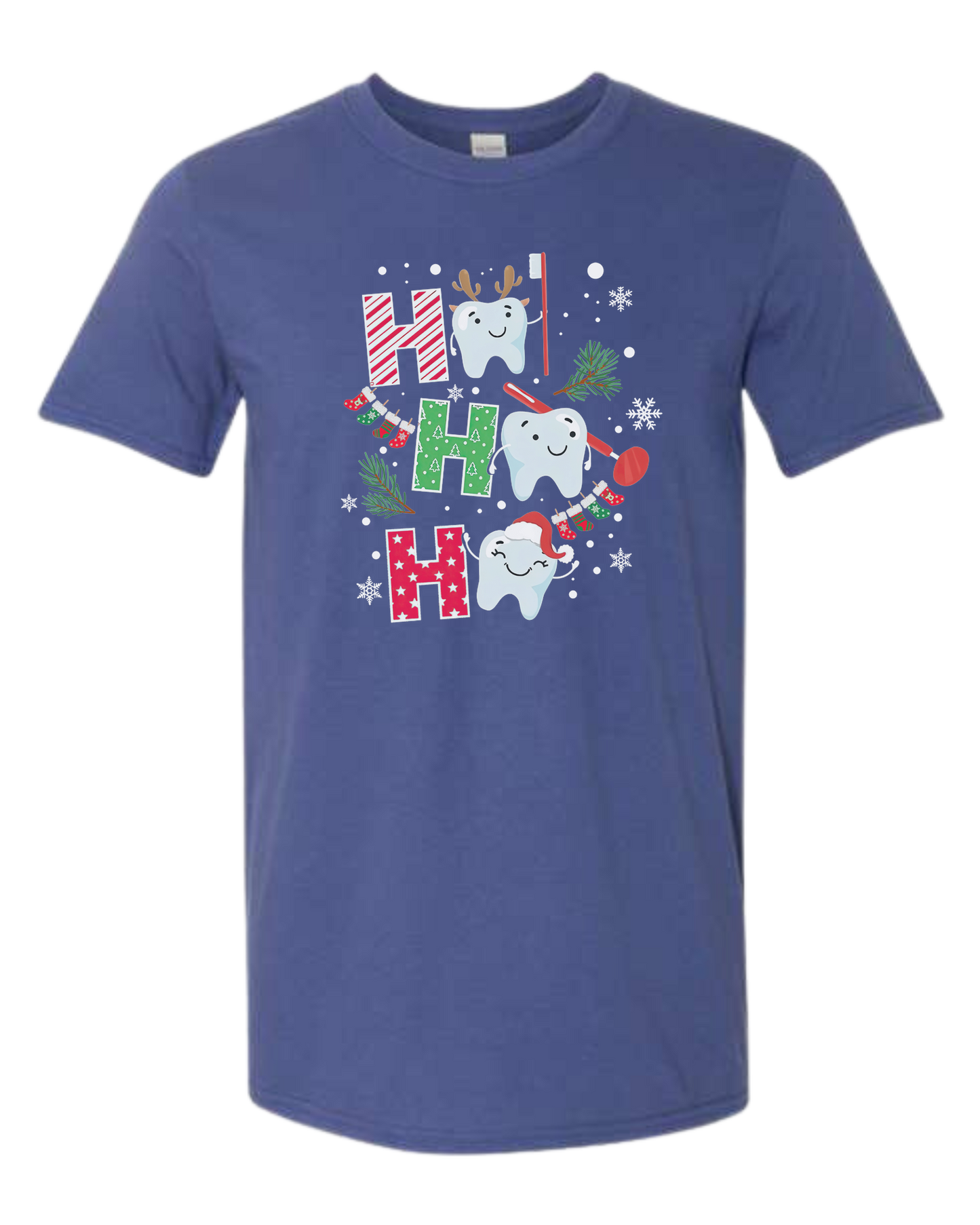 Christmas Teeth "HO HO HO" graphic Unisex crew-neck graphic tee Metro Blue