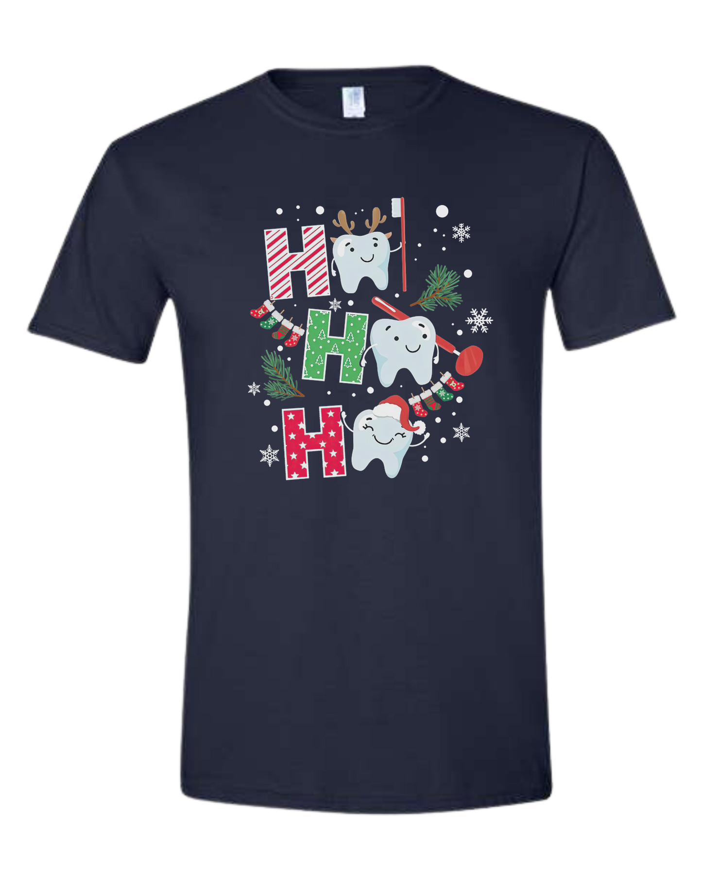 Christmas Teeth "HO HO HO" graphic Unisex crew-neck graphic tee Navy Blue