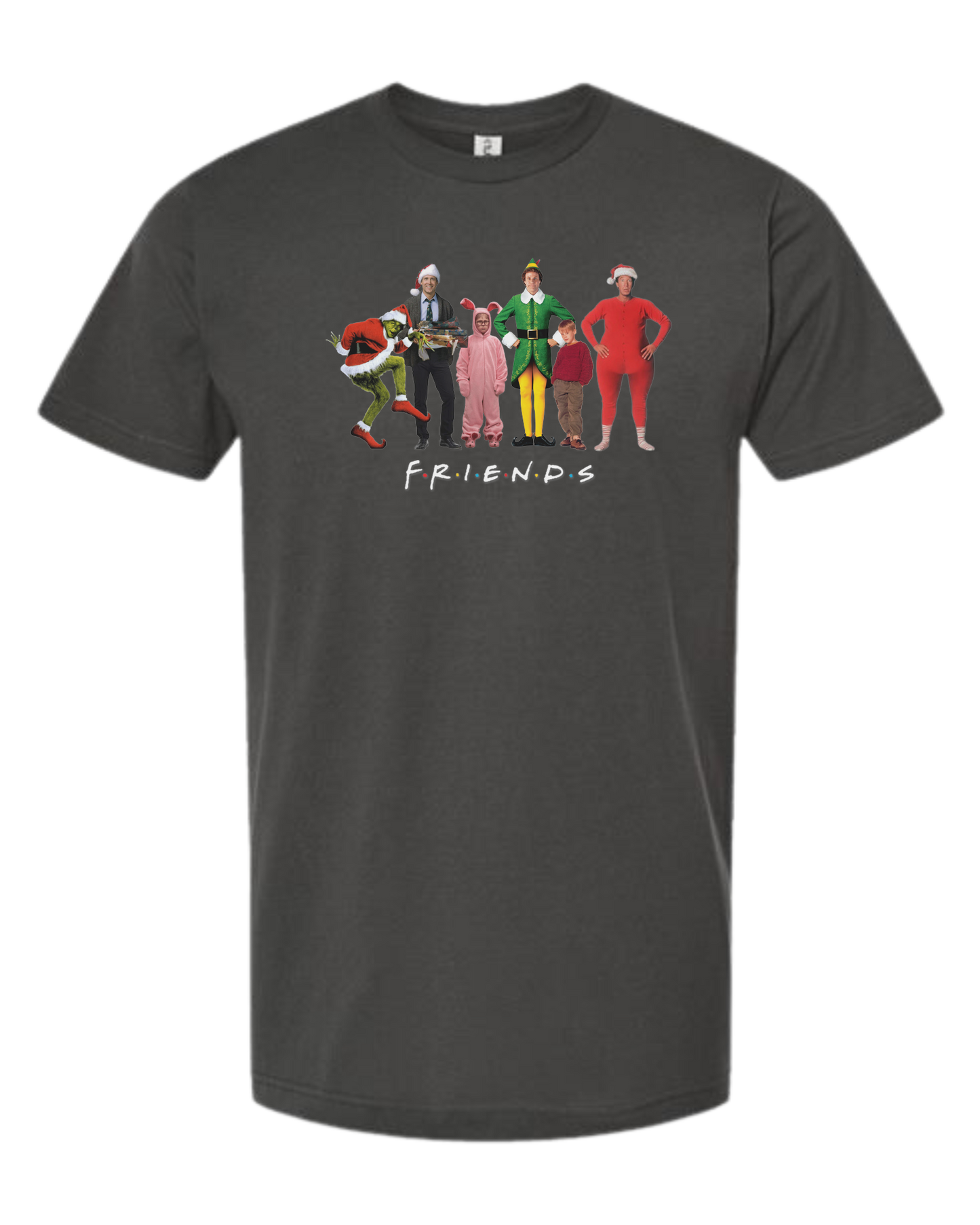 Christmas "FRIENDS" graphic Unisex crew-neck graphic tee Charcoal Grey