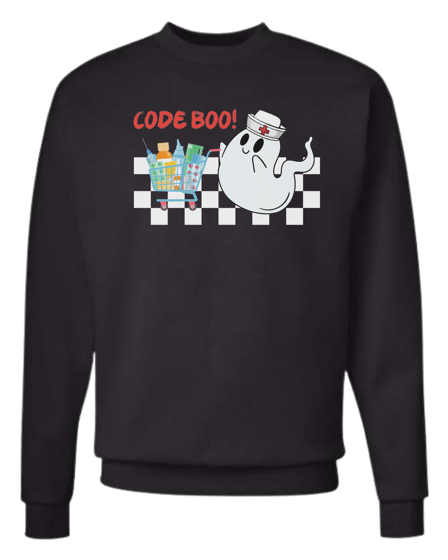 "Code Boo" Nursing ghost Classic unisex crewneck sweatshirt Black
