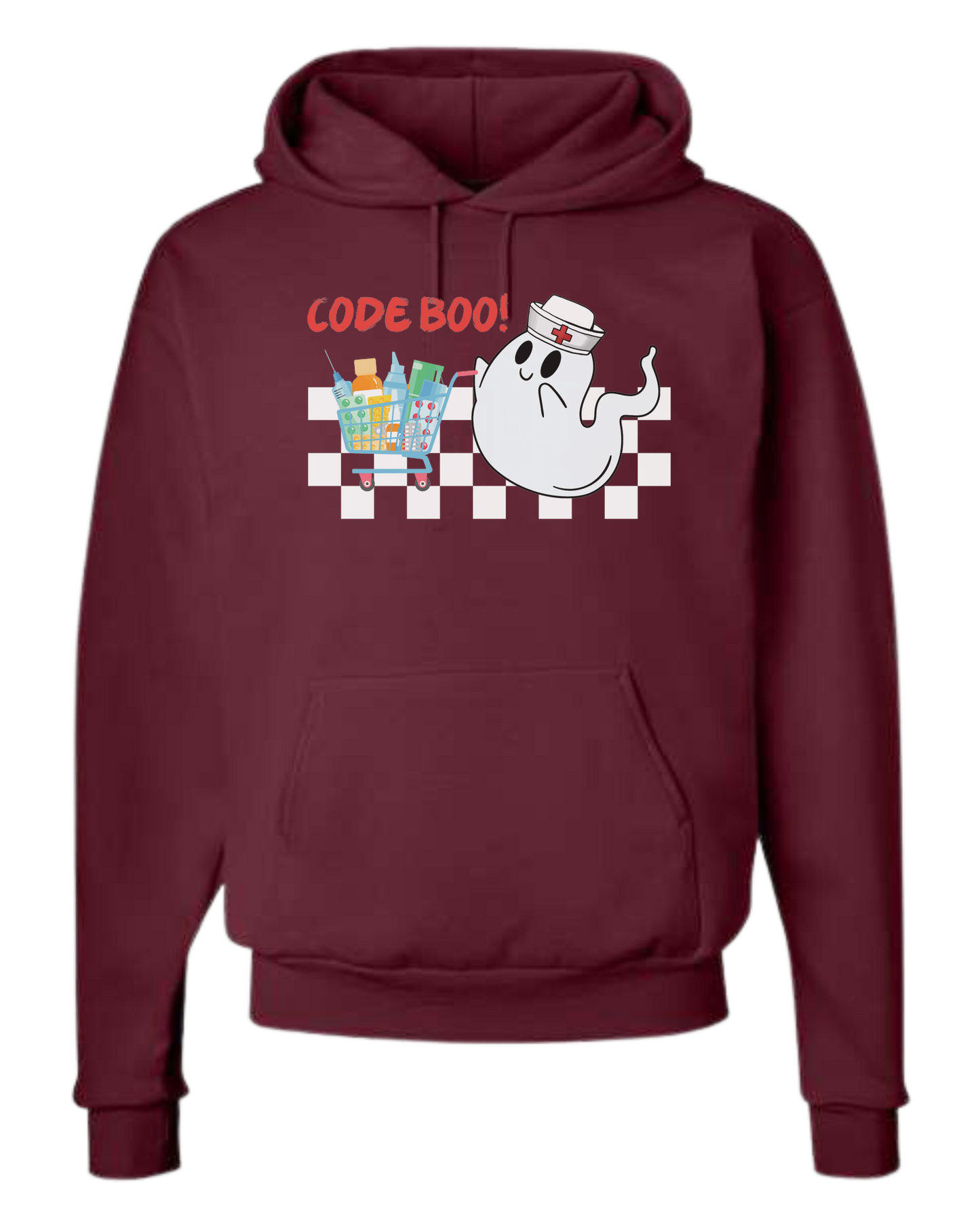 "Code Boo" Nursing ghost Unisex Classic Hoodie Maroon